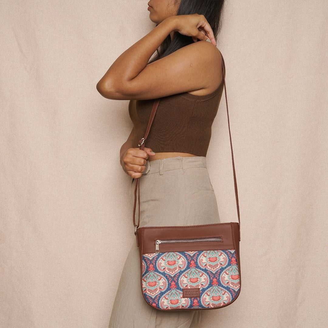 Kovil Blue U-Shaped Sling Bag - Image 6