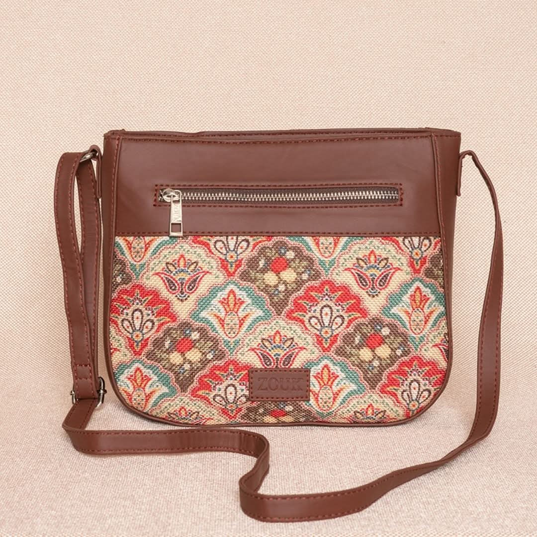 Kutch Gamthi & Mughal Art Multicolor - Statement Office Bag & U-Shaped Sling Bag Combo - Image 6