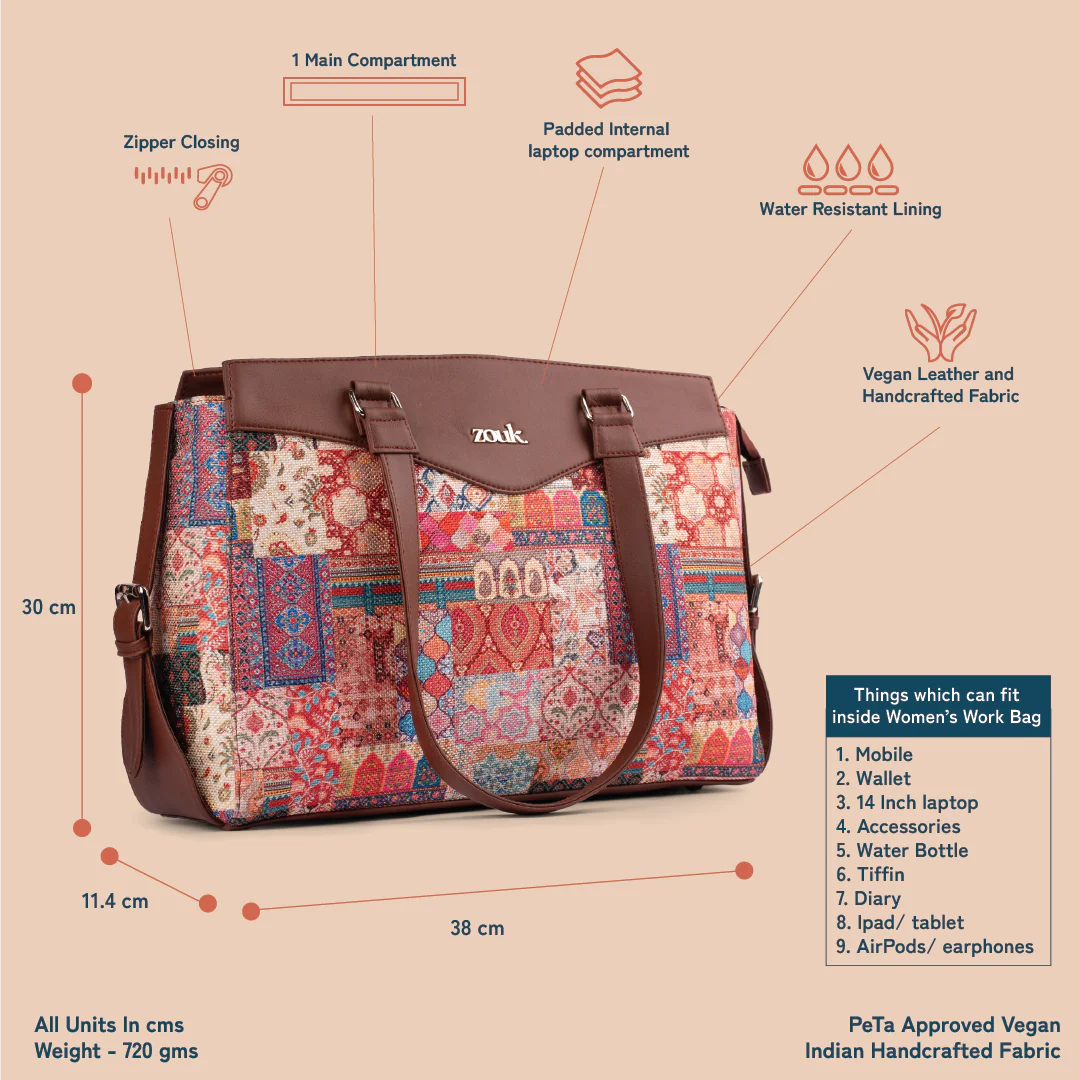 Kutch Gamthi Women's Work Bag Brown - Image 4