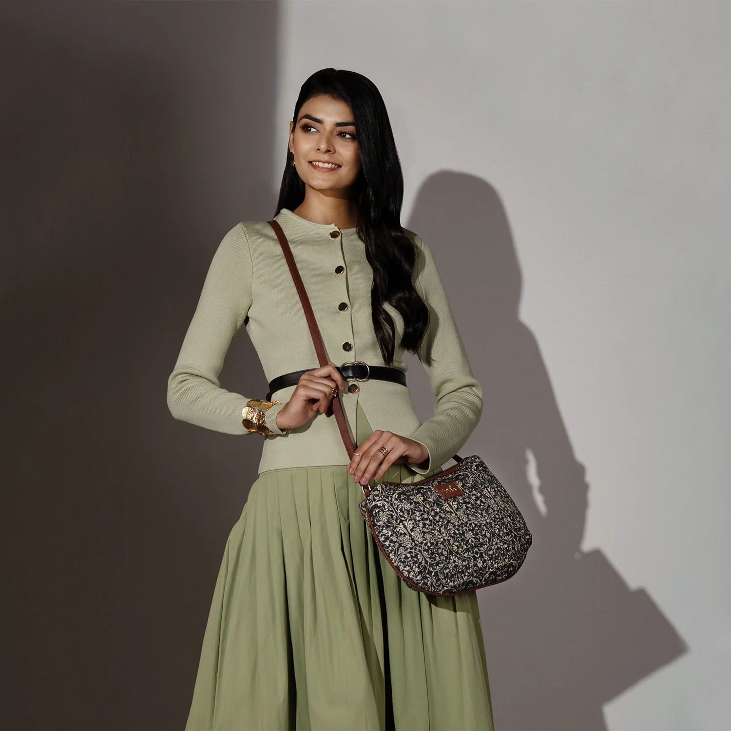 Lattice Lace Structured Shoulder Bag - Image 2
