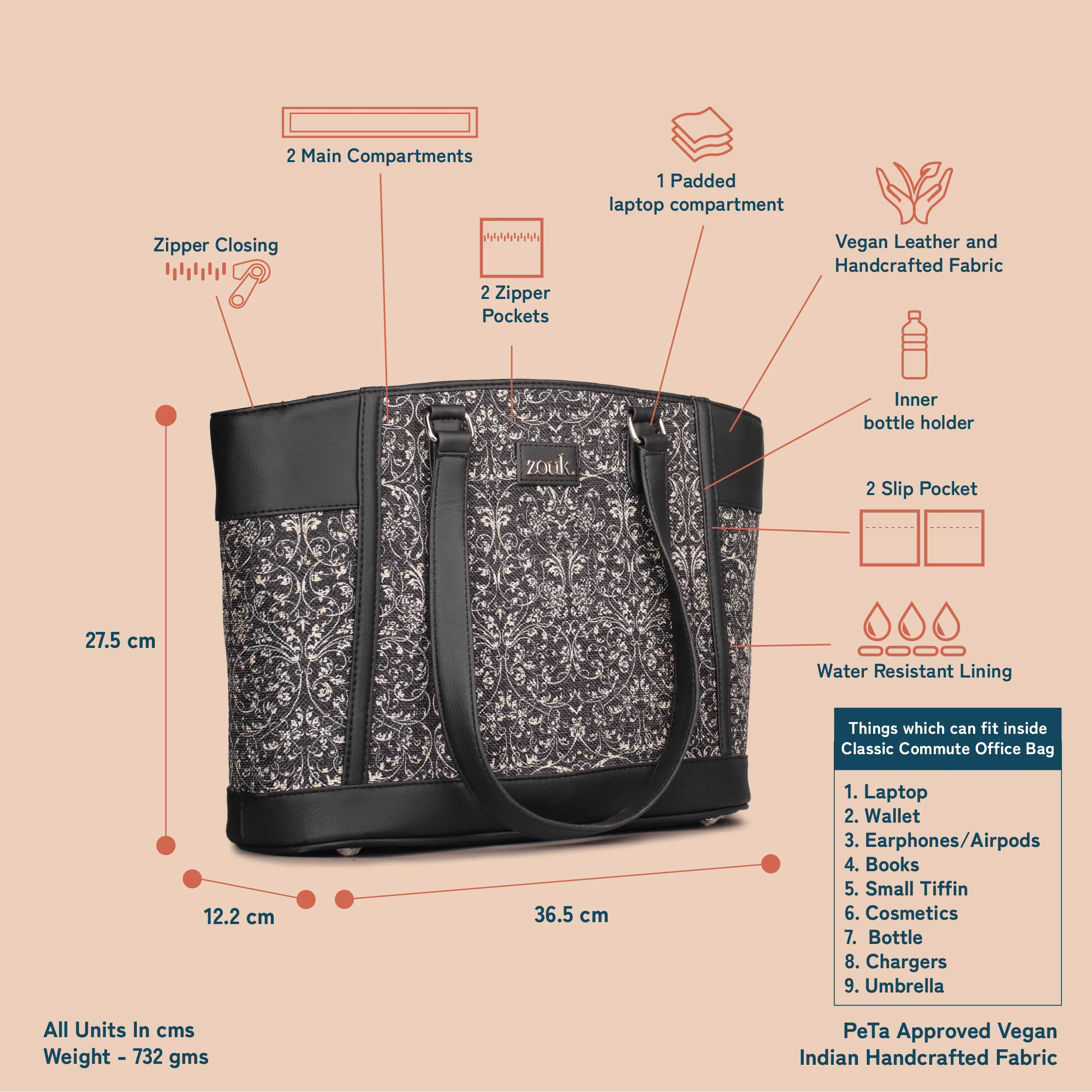 Lattice Lace Classic Commute Office Bag - Image 5