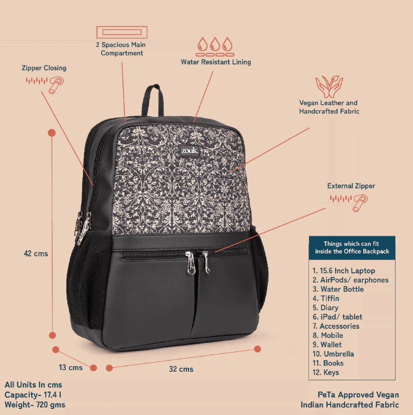 Lattice Lace Office Backpack & Qutub Stripes Dome Daypack Combo - Image 4