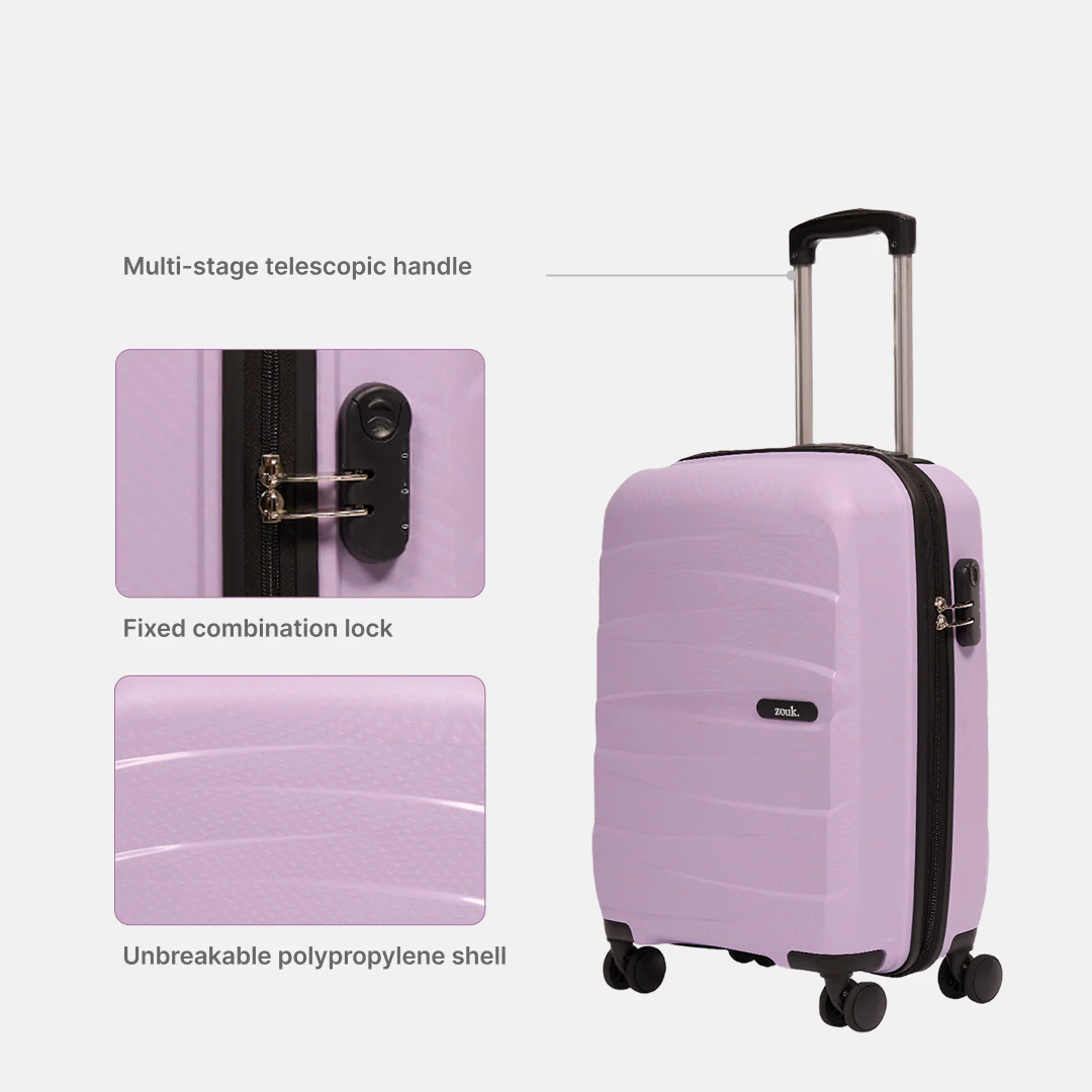 Lilac Aira Trolley Bag Combo - Set of 3 (Cabin & Medium & Large) - Image 4
