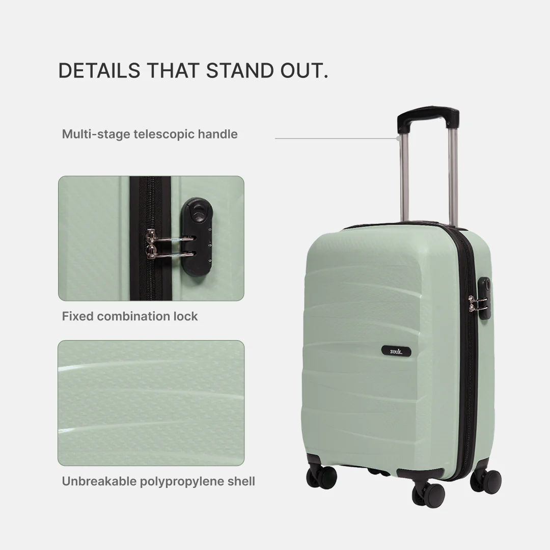 Mint Aira Trolley Bag Combo - Set of 3 (Cabin & Medium & Large) - Image 4