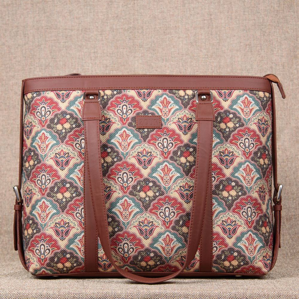 Mughal Art Multicolor and Jaipur Fresco - Office Bag & Chain Wallet Combo - Image 2