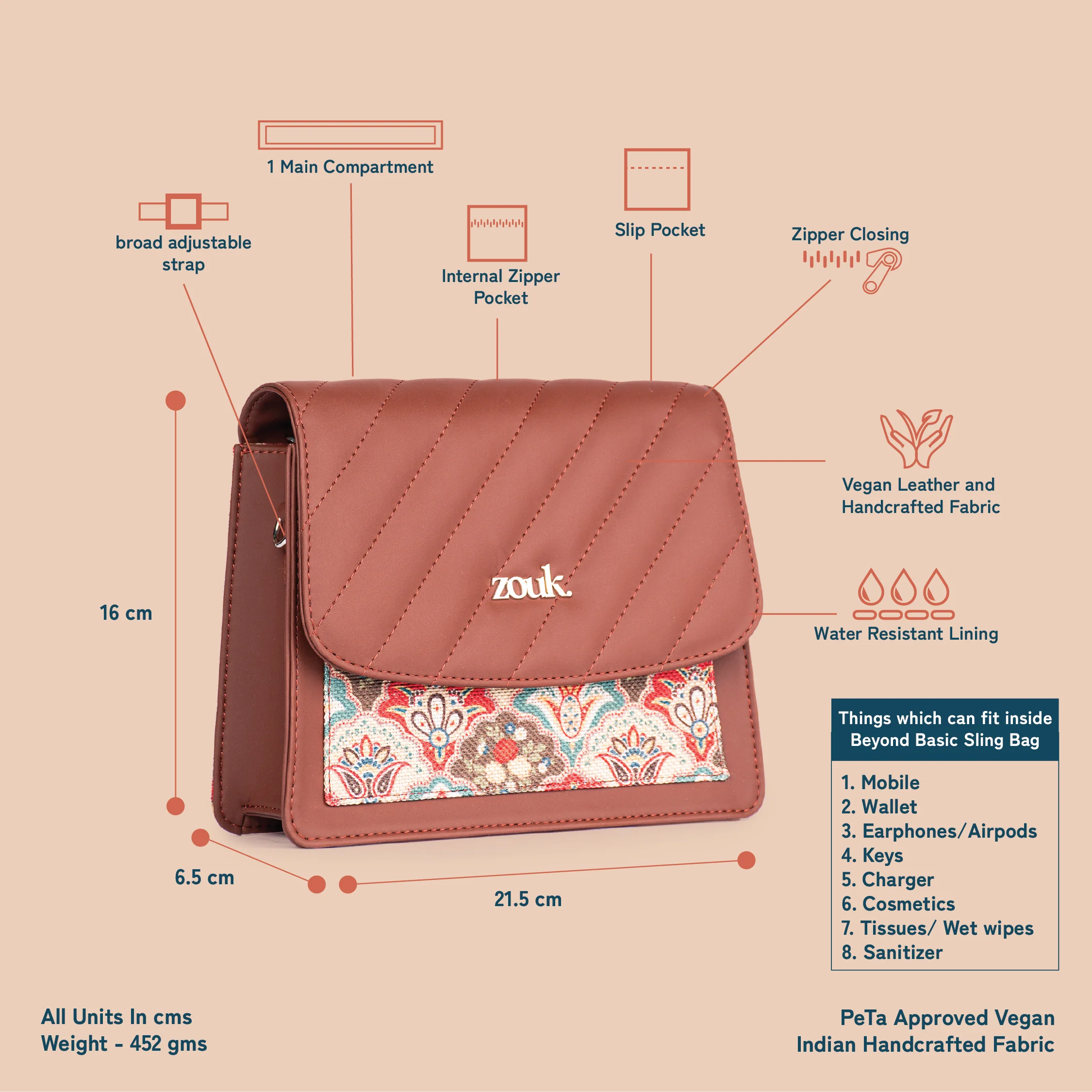 Mughal Art Multicolor Beyond Basic Sling Bag - Image 5