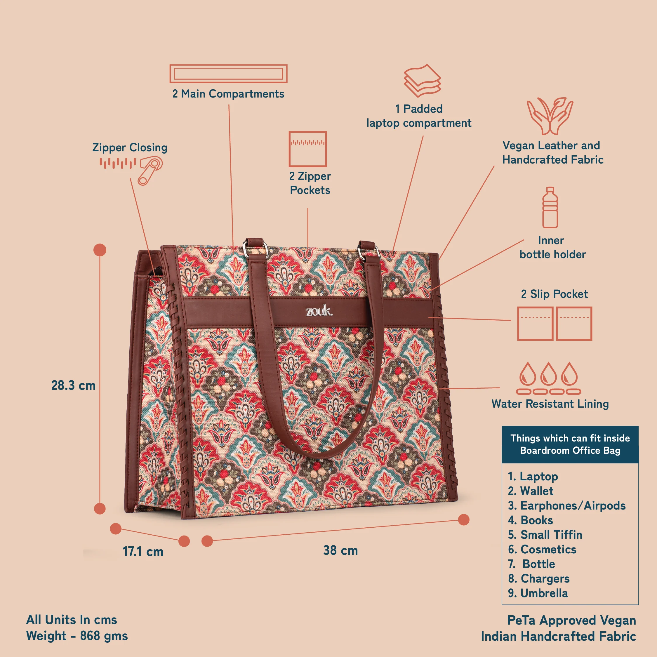 Mughal Art Multicolor Boardroom Office Bag - Image 5
