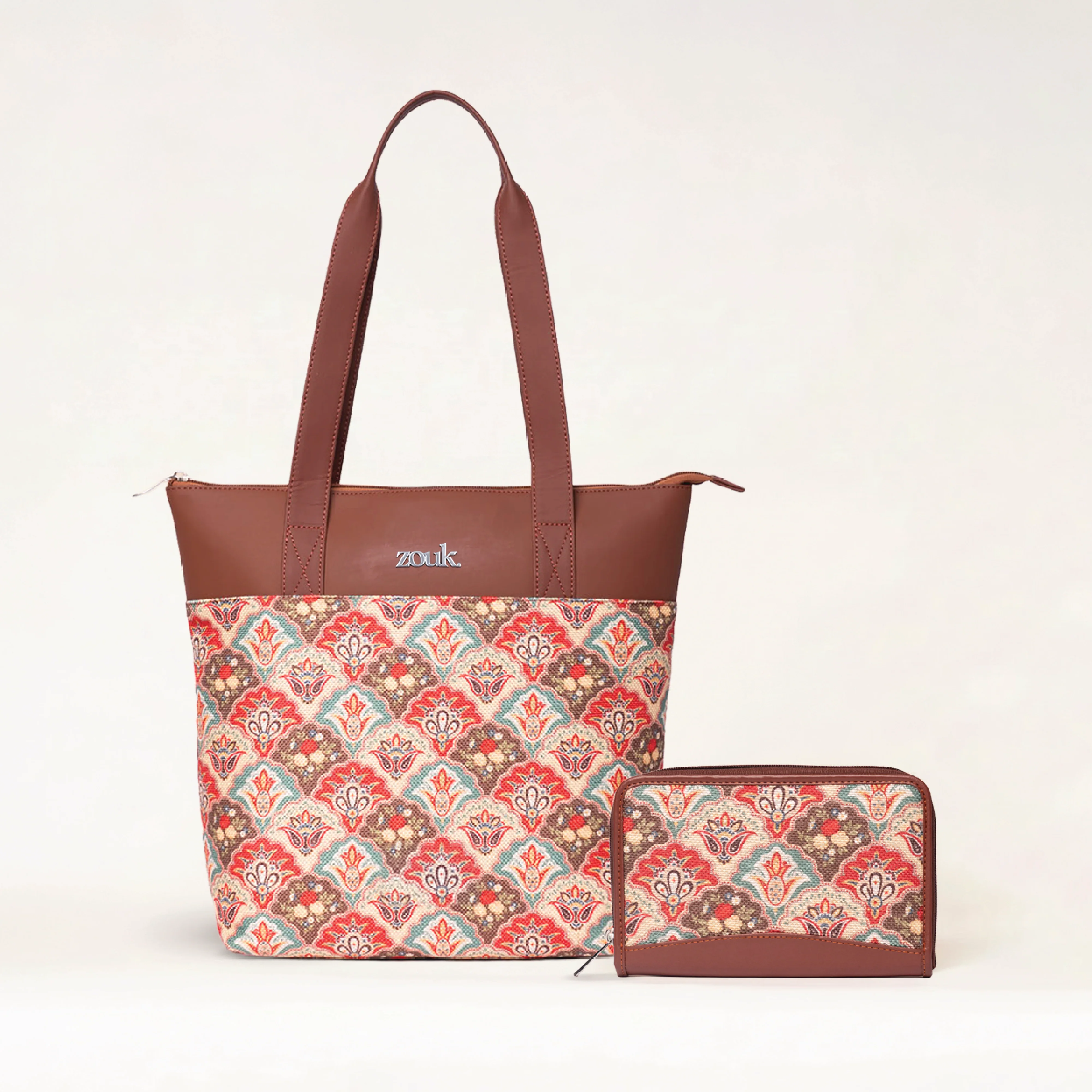 Mughal Art Multicolor Everyday Tote Bag & Chain Wallet Combo