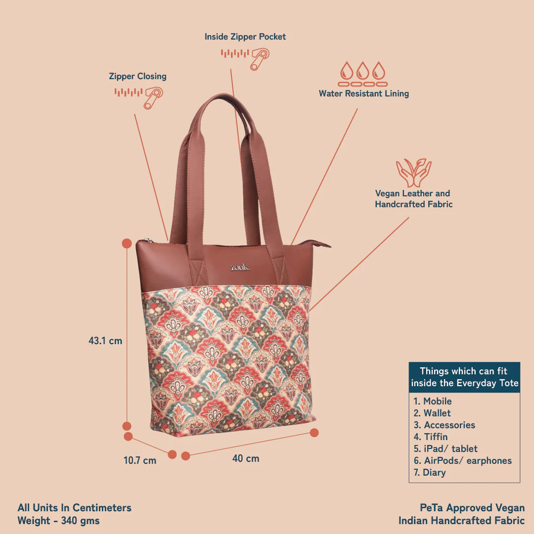 Mughal Art Multicolor Everyday Tote Bag - Image 4