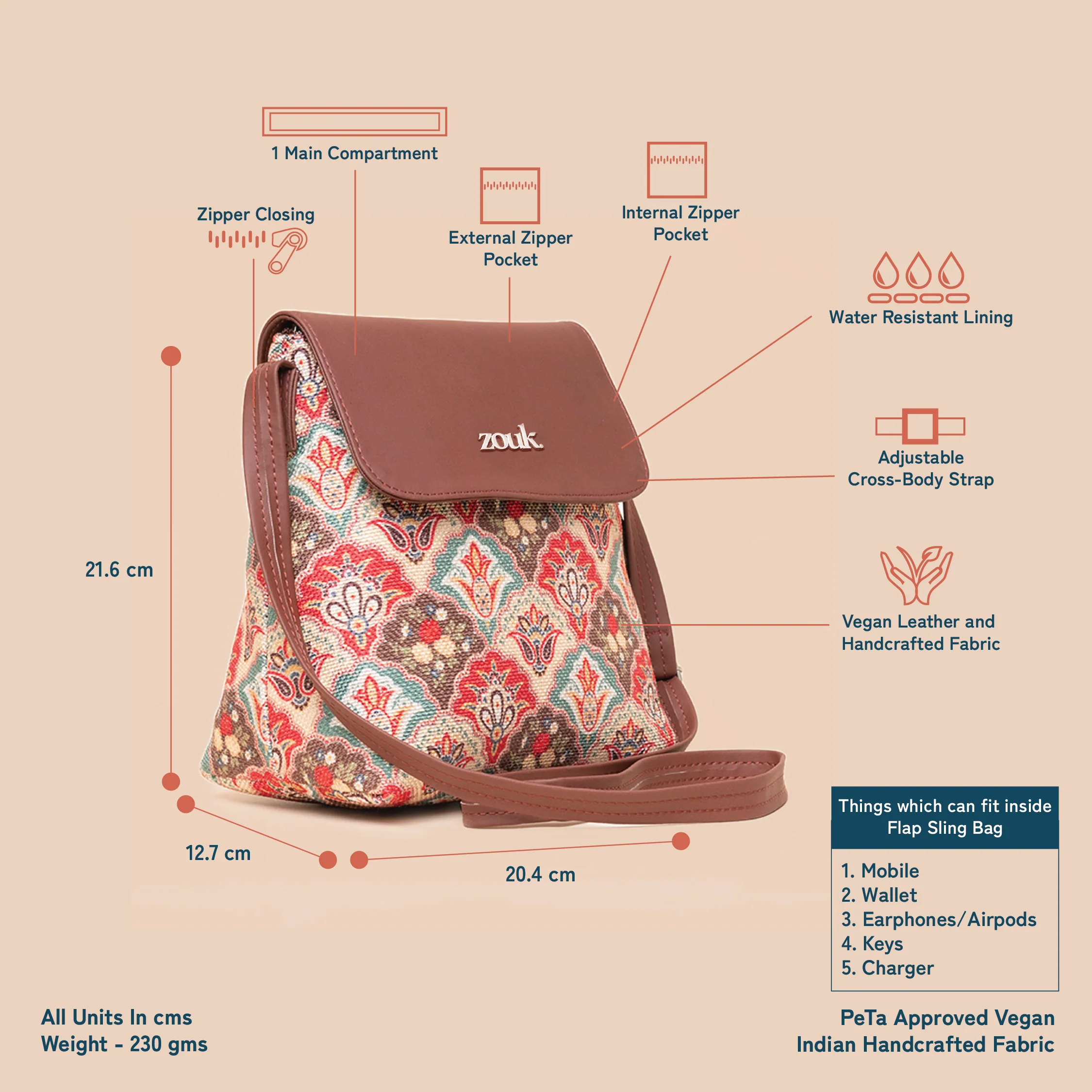 Mughal Art Multicolor Flap Sling Bag - Image 4