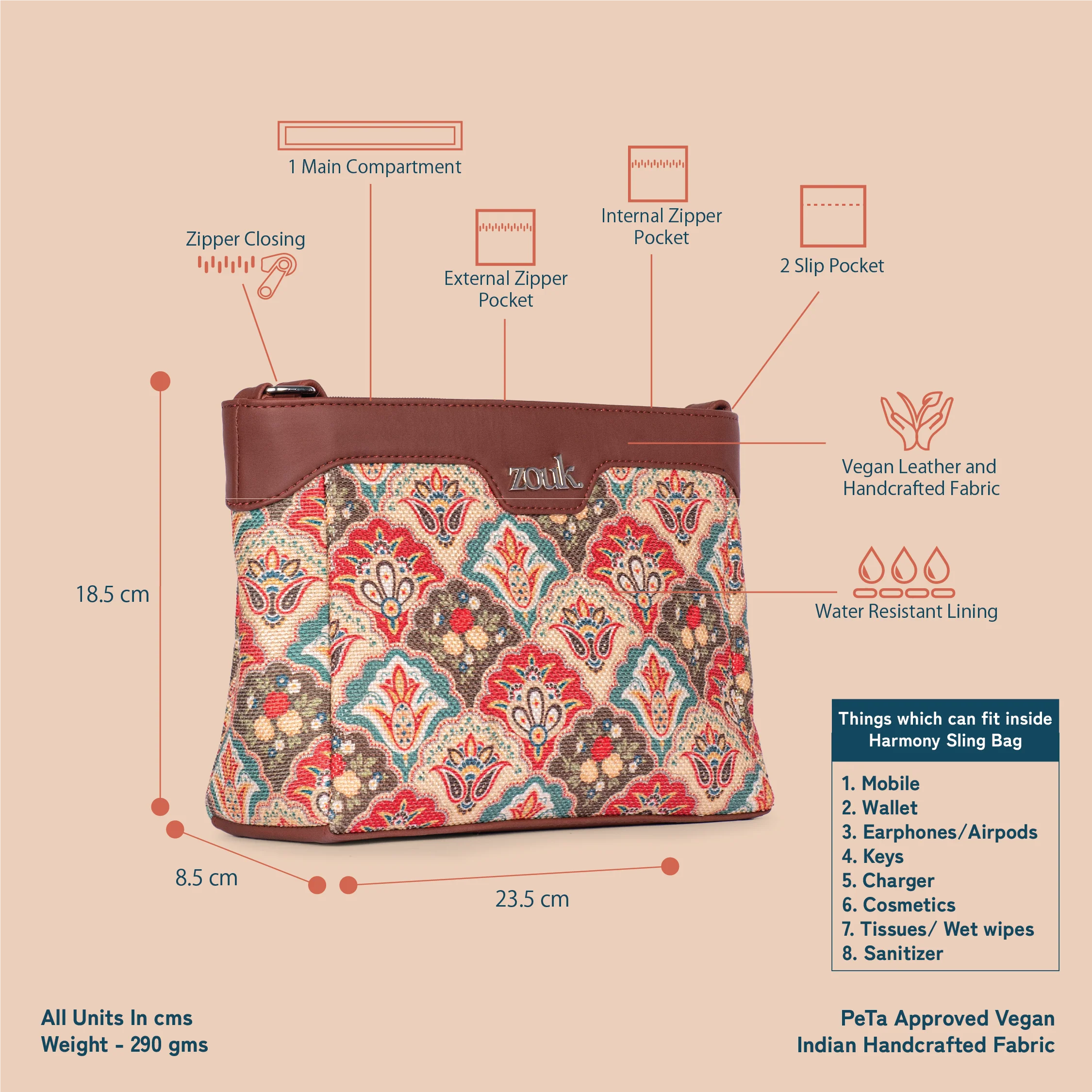 Mughal Art Multicolor Harmony Sling Bag - Image 5