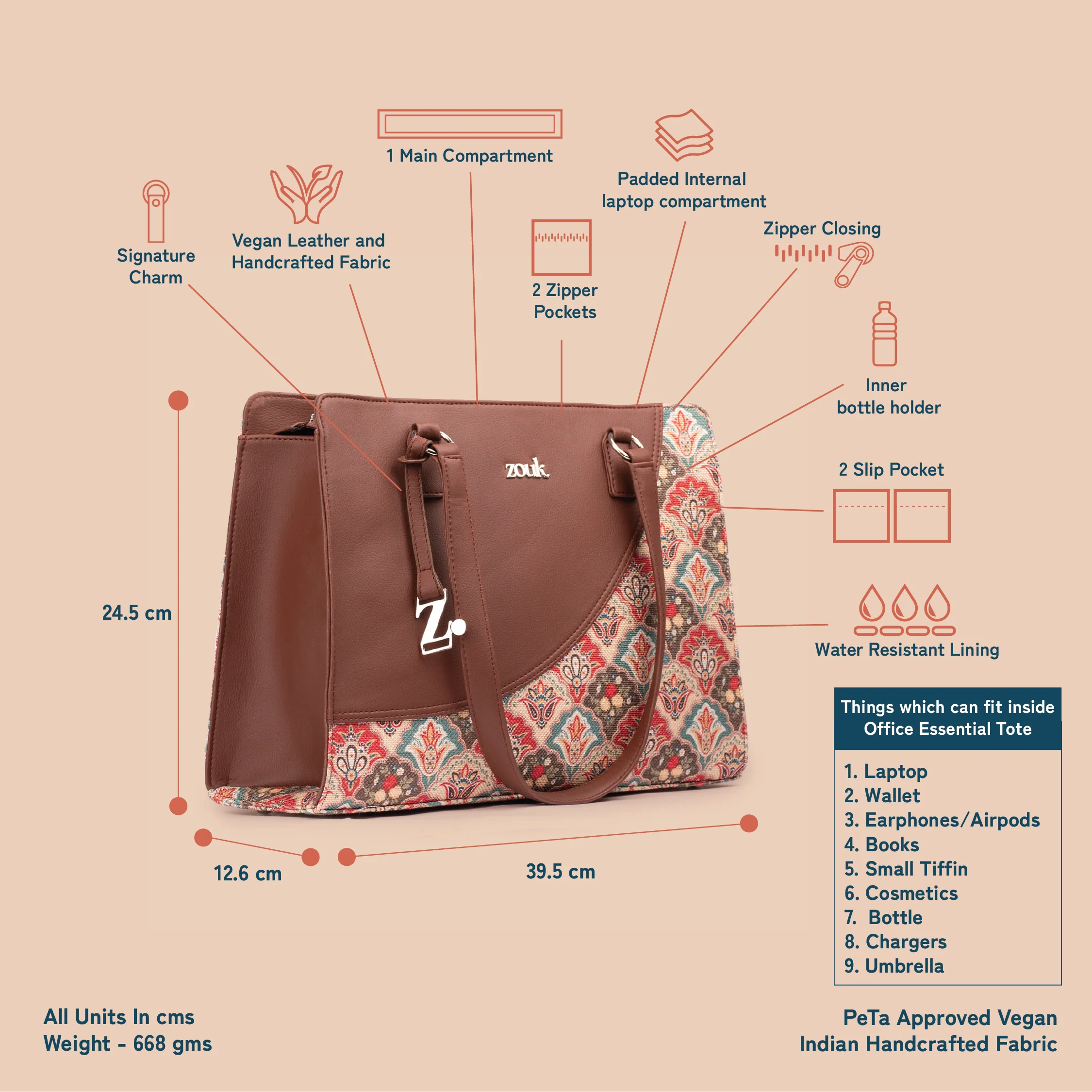 Mughal Art Multicolor Office Essential Bag - Image 5