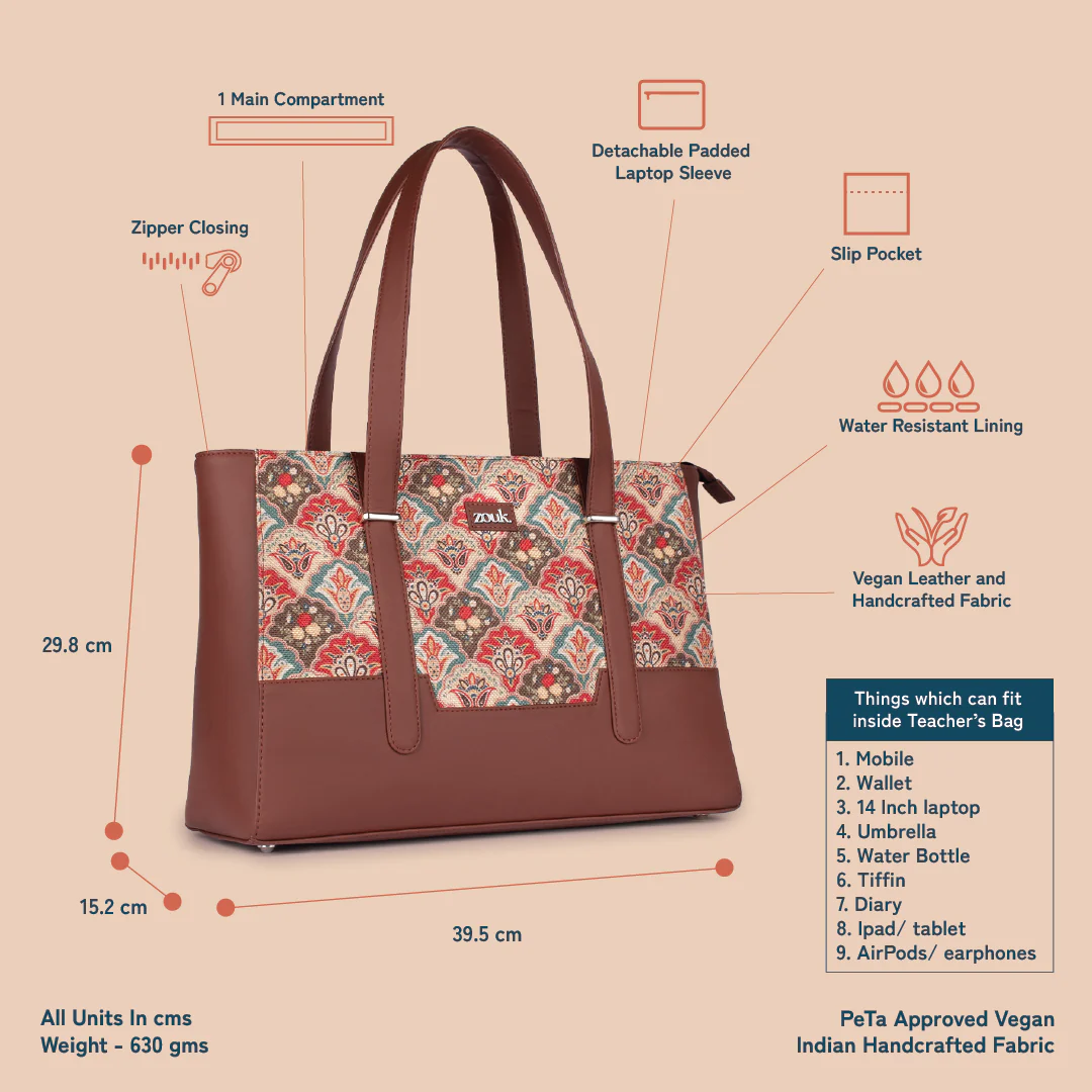 Zouk Mughal Art Multicolor Maya Multitasker Tote Bag - Image 7