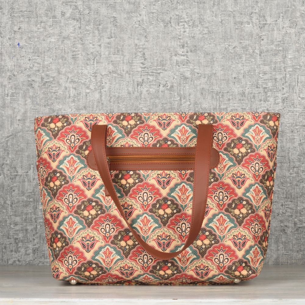 Mughal Art Multicolor- Tote Bag & Chain Wallet Combo - Image 3