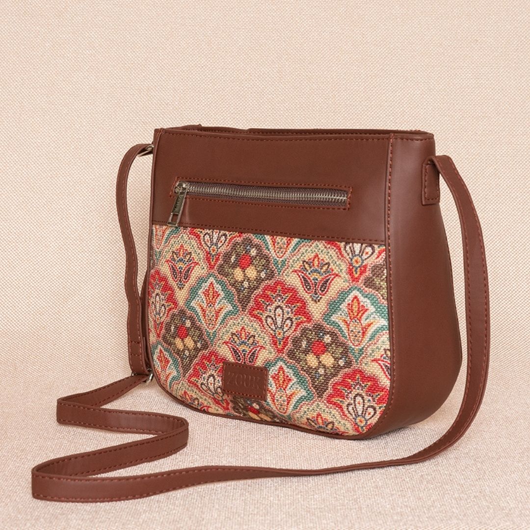 Mughal Art Multicolor U-Shaped Sling Bag - Image 4