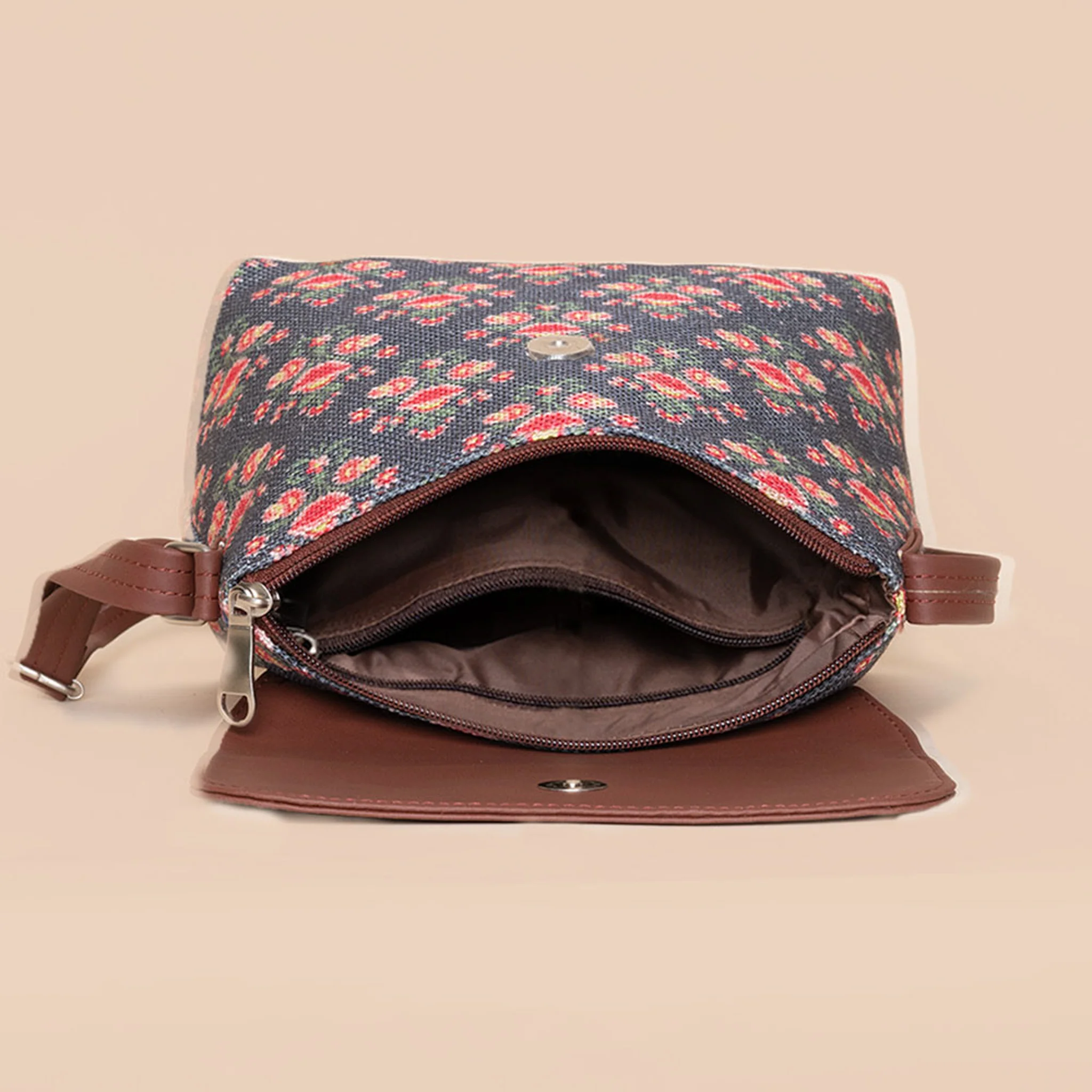 Mughal Garden Print Flap Sling Bag - Image 5
