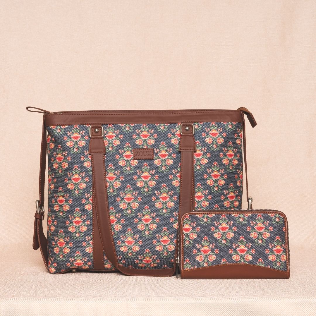Mughal Garden Print- Office Bag & Chain Wallet Combo - Image 7