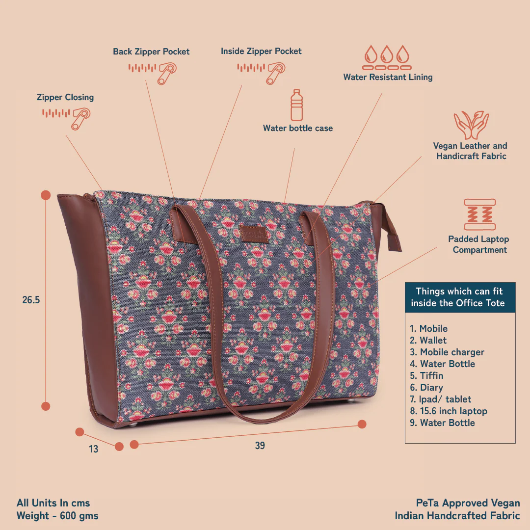 Mughal Garden Print Office Tote Bag - Image 4