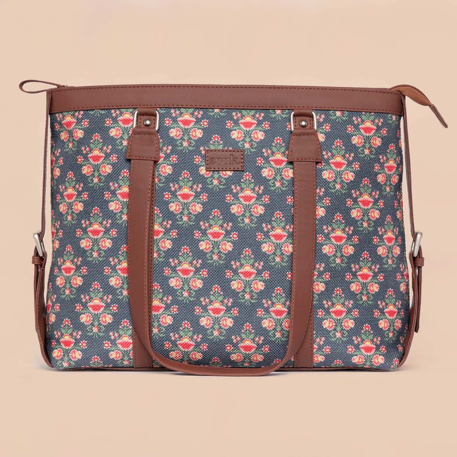 Mughal Garden Print & Paisley Print - Women's Office Bag & Chain Wallet Combo - Image 2