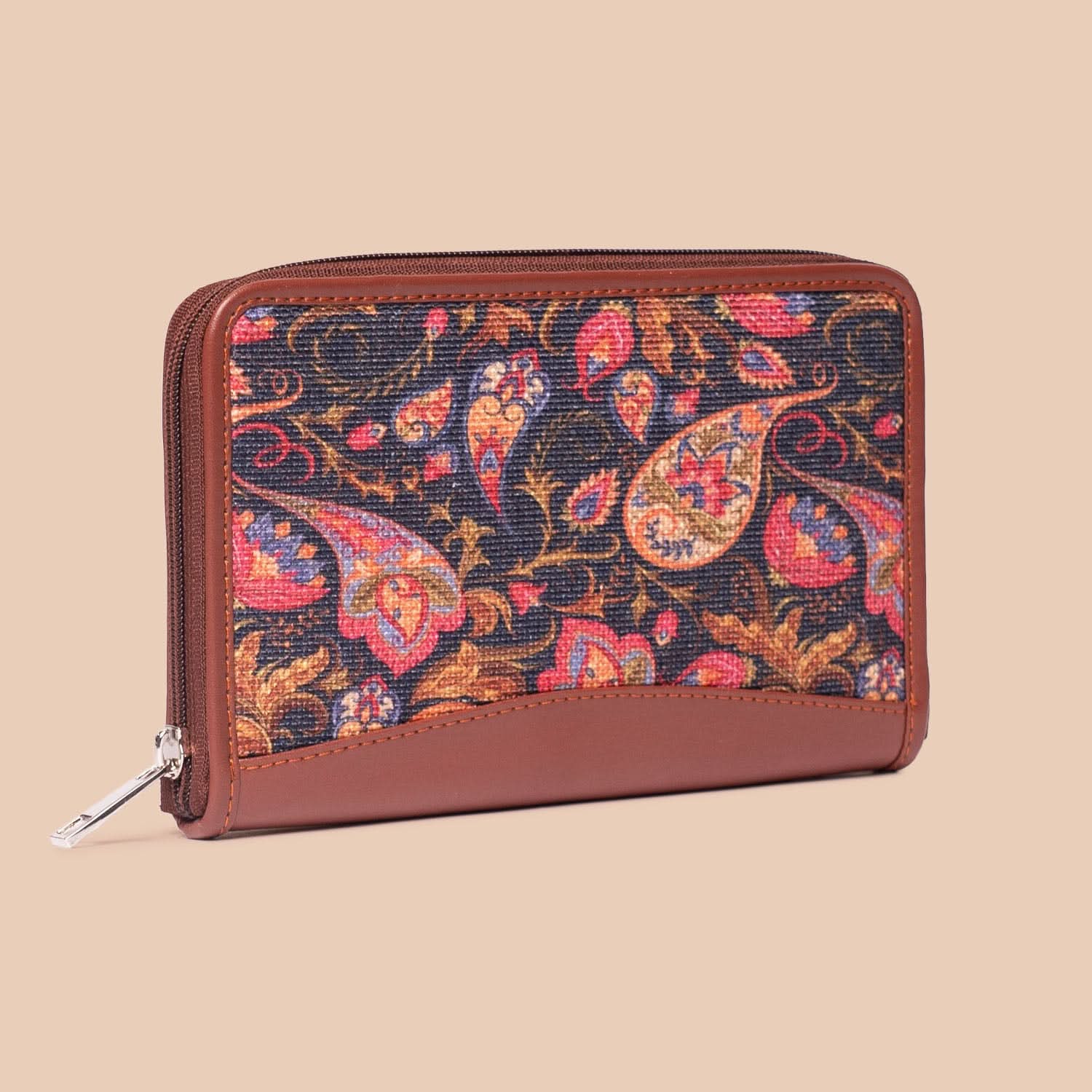 Mughal Garden Print & Paisley Print - Women's Office Bag & Chain Wallet Combo - Image 6