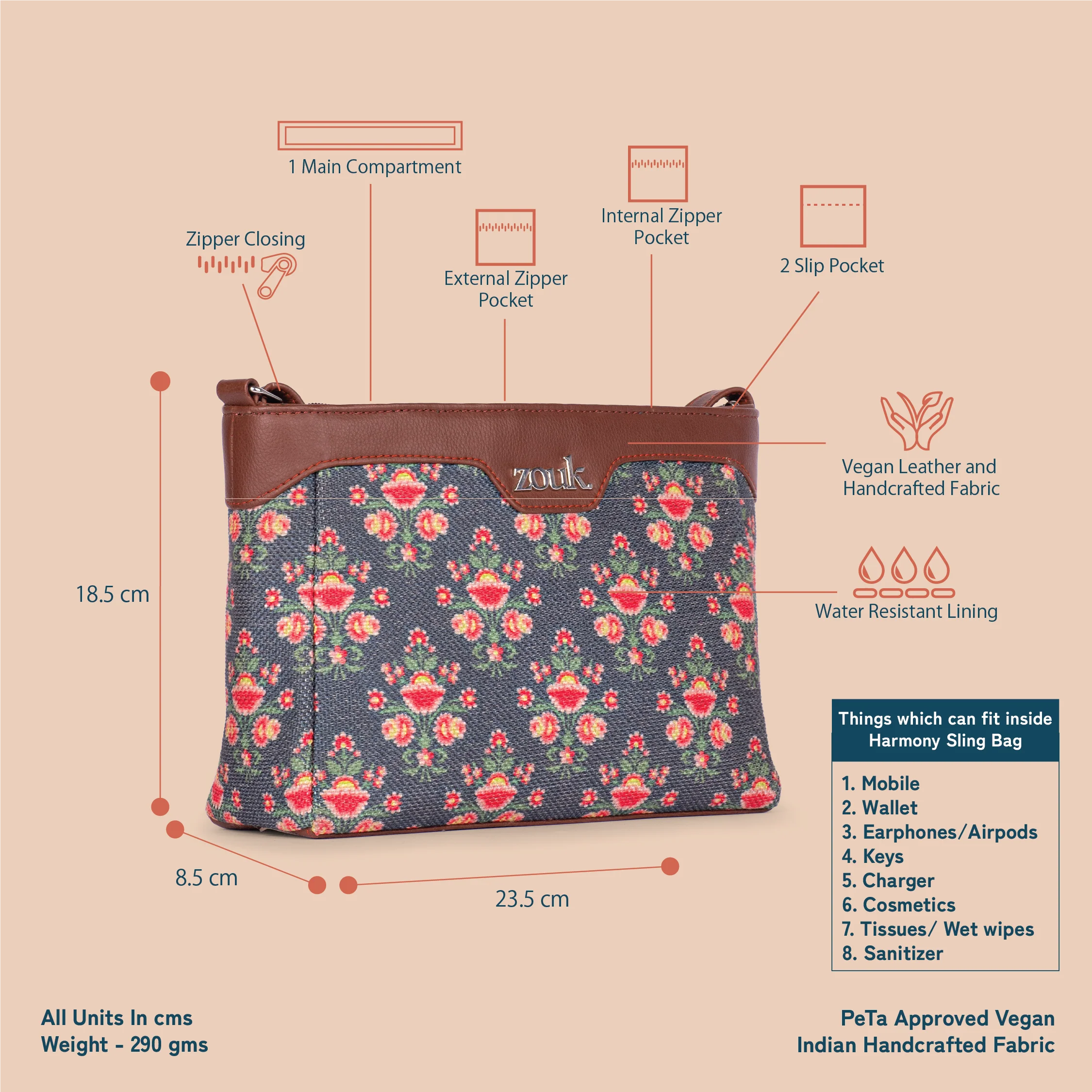 Mughal Garden Print Harmony Sling Bag - Image 4