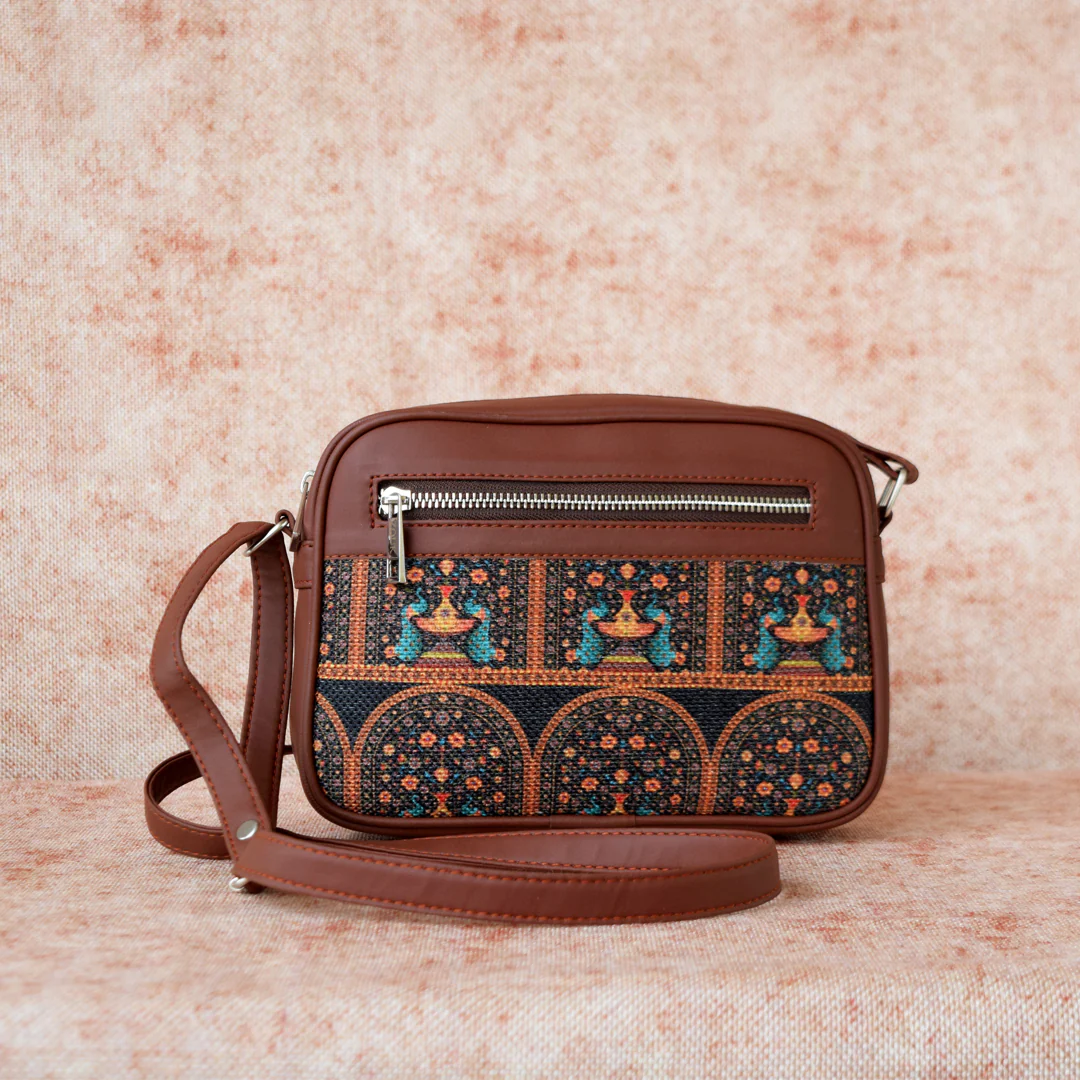 Mughal Motif and Royal Indian Peacock Motif - Office Bag & Sling Bag Combo - Image 6