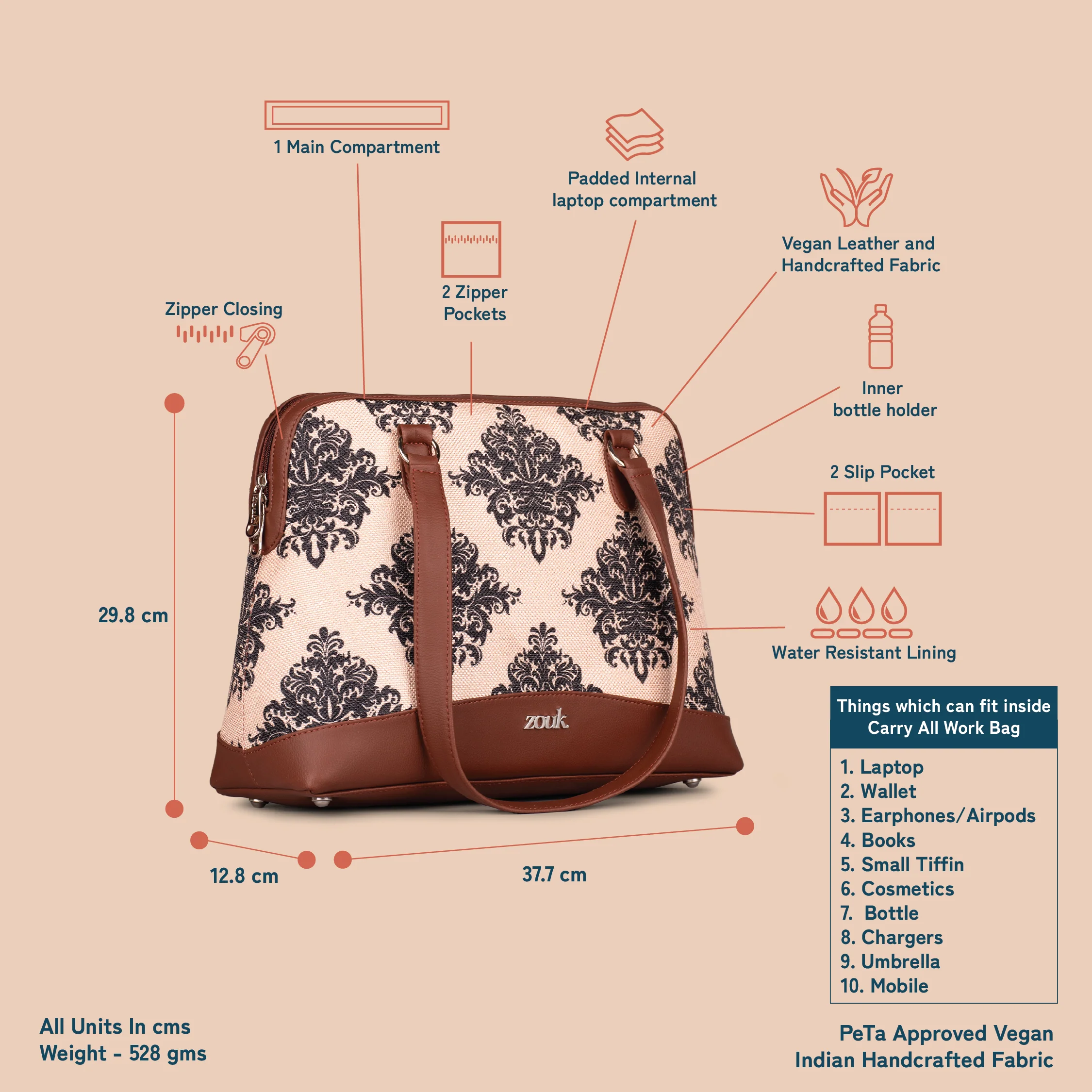 Mughal Motif Carry All Work Bag - Image 5