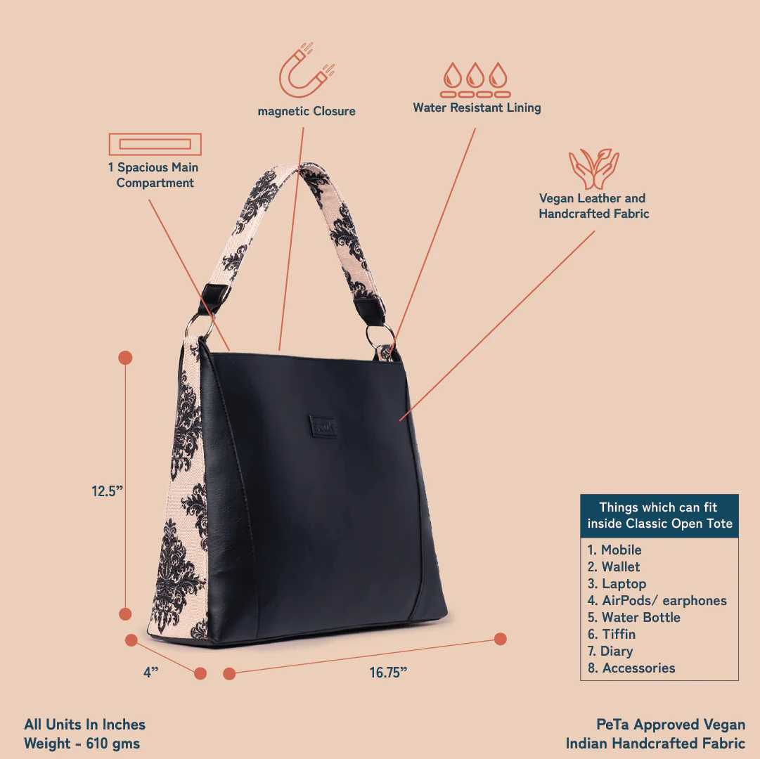 Mughal Motif Classic Open Tote - Image 4
