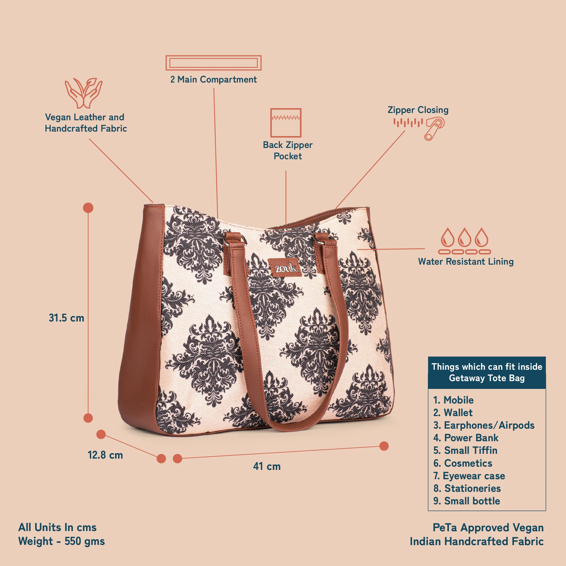 Mughal Motif Getaway Handbag - Image 5