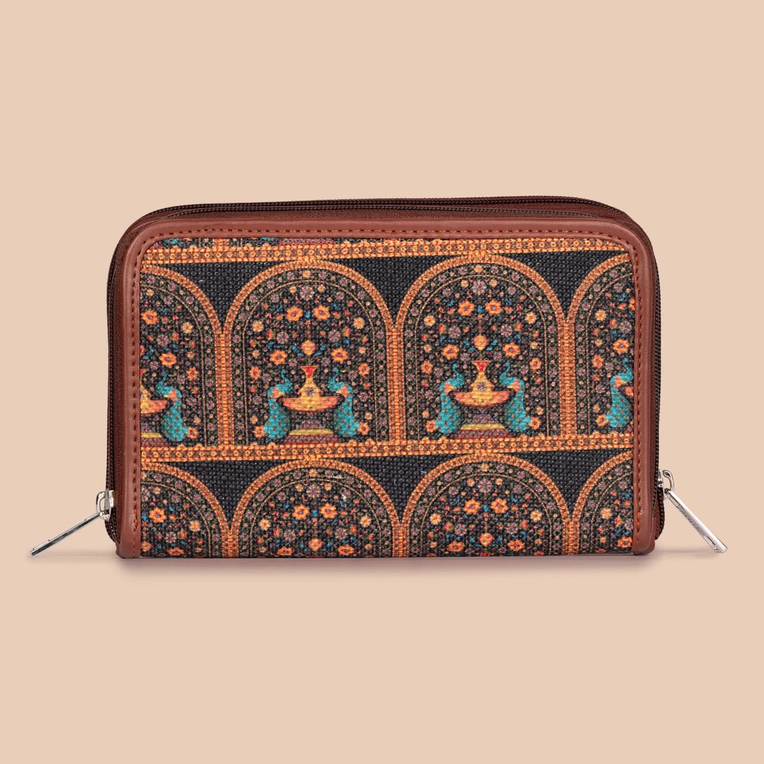 Mughal Motif & Royal Indian Peacock Motif - SAK Satchel & Classic Zipper Wallet Combo - Image 7