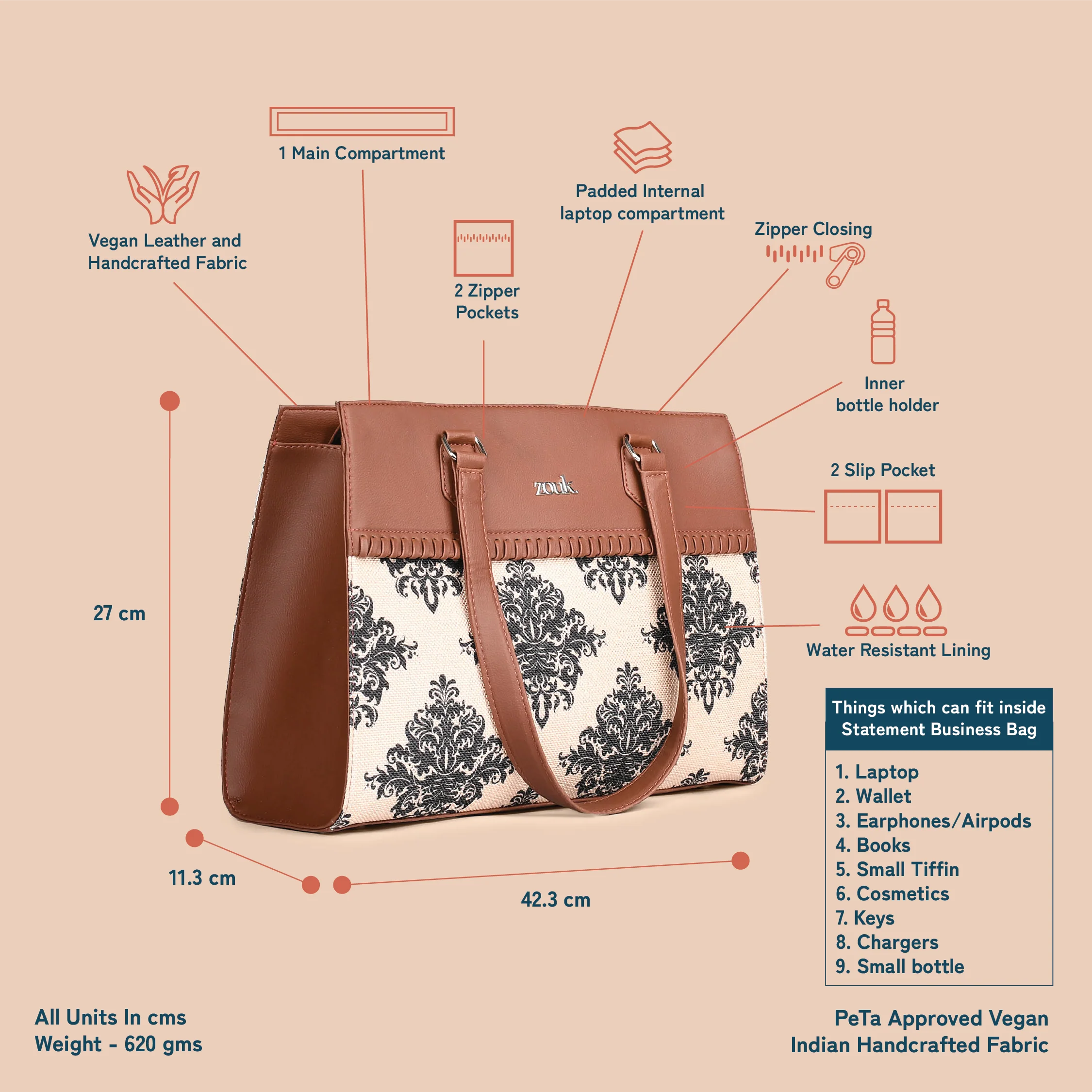 Mughal Motif Statement Business Bag - Image 5