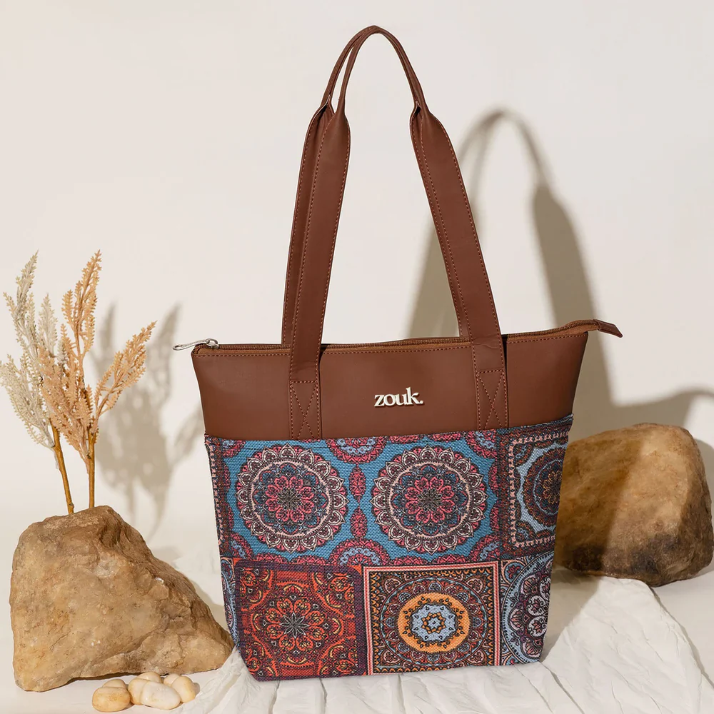 Multicolor Mandala Everyday Tote Bag and Structure Shoulder Bag Combo - Image 2