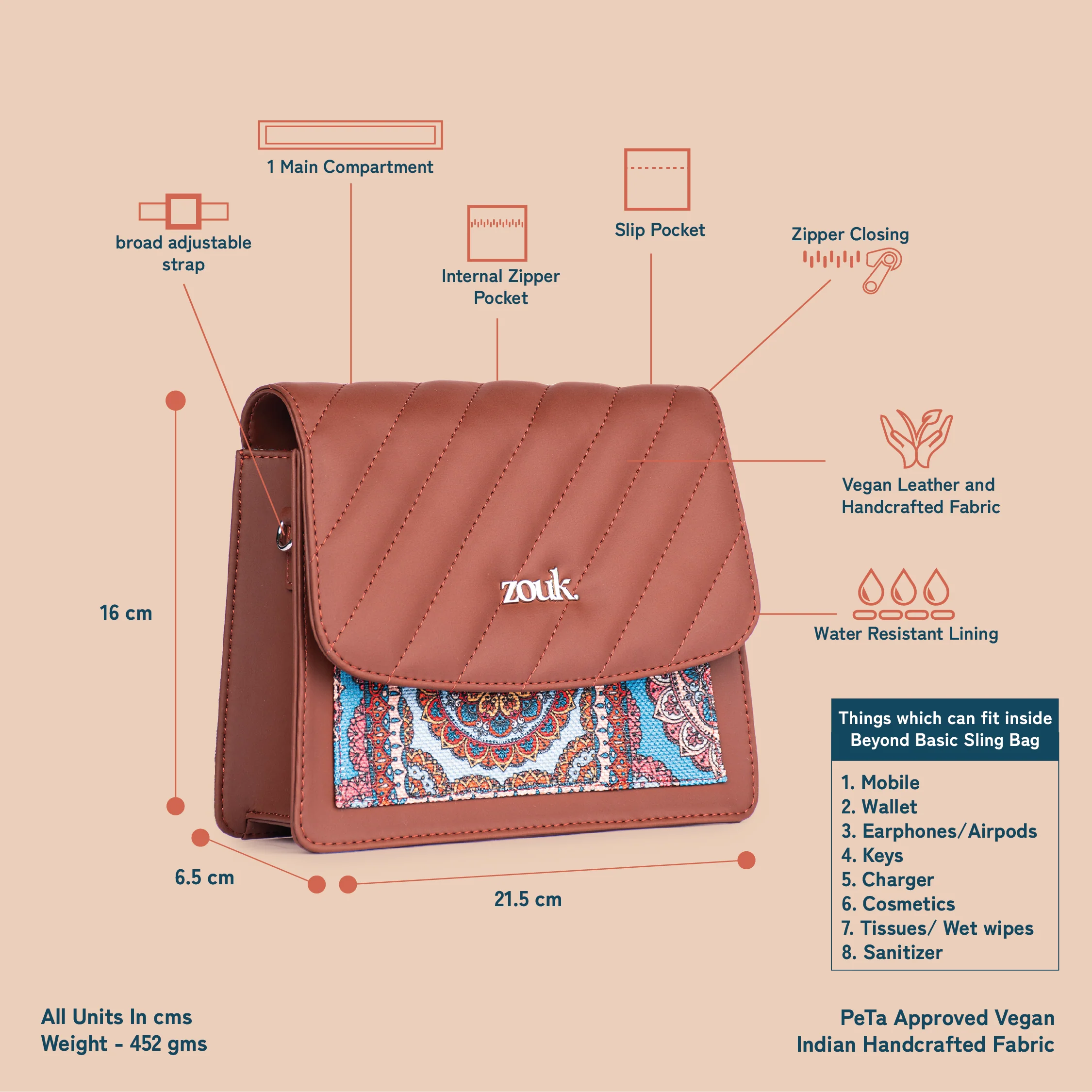 Multicolor Mandala Print Beyond Basic Sling Bag - Image 6