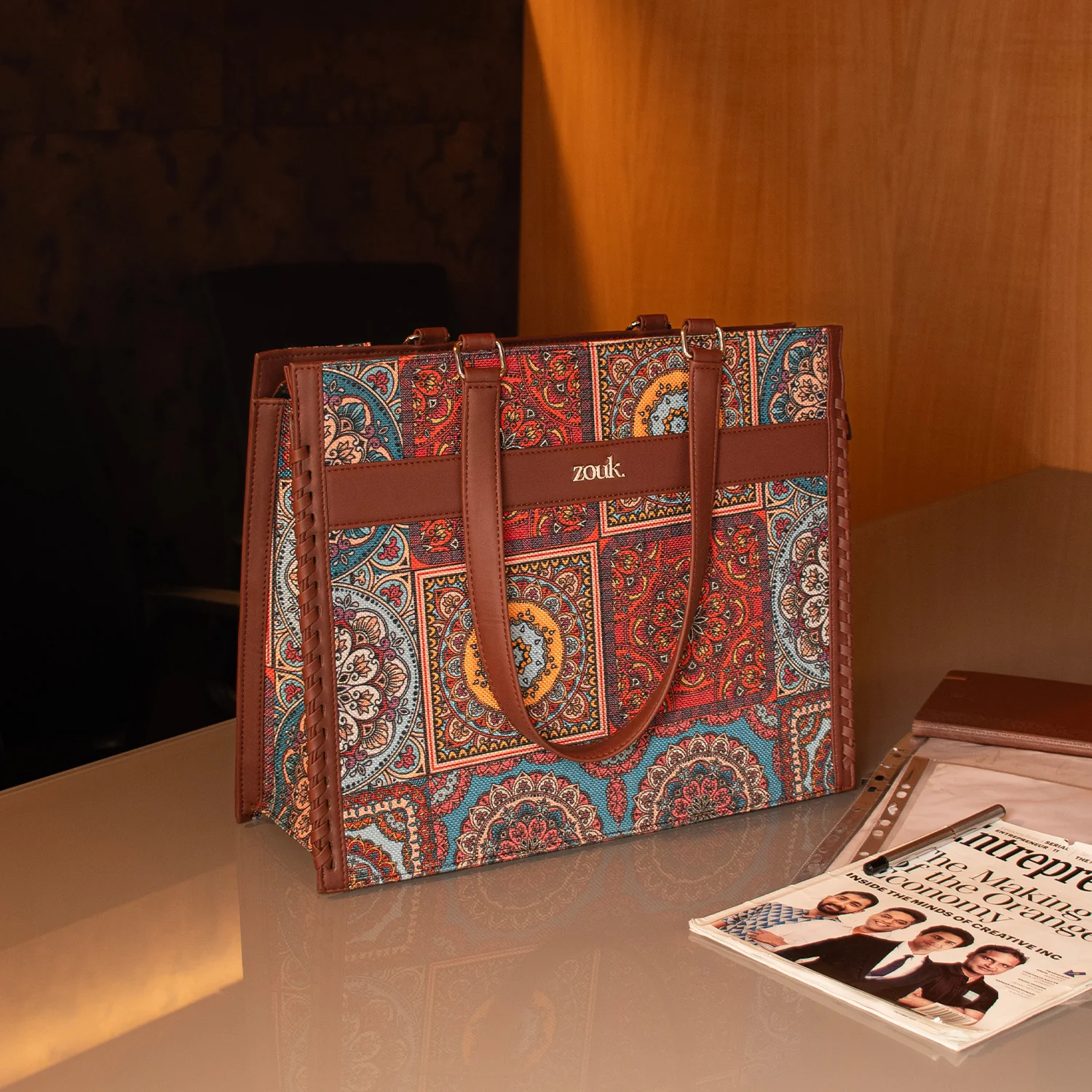Multicolor Mandala Print Boardroom Office Bag - Image 2