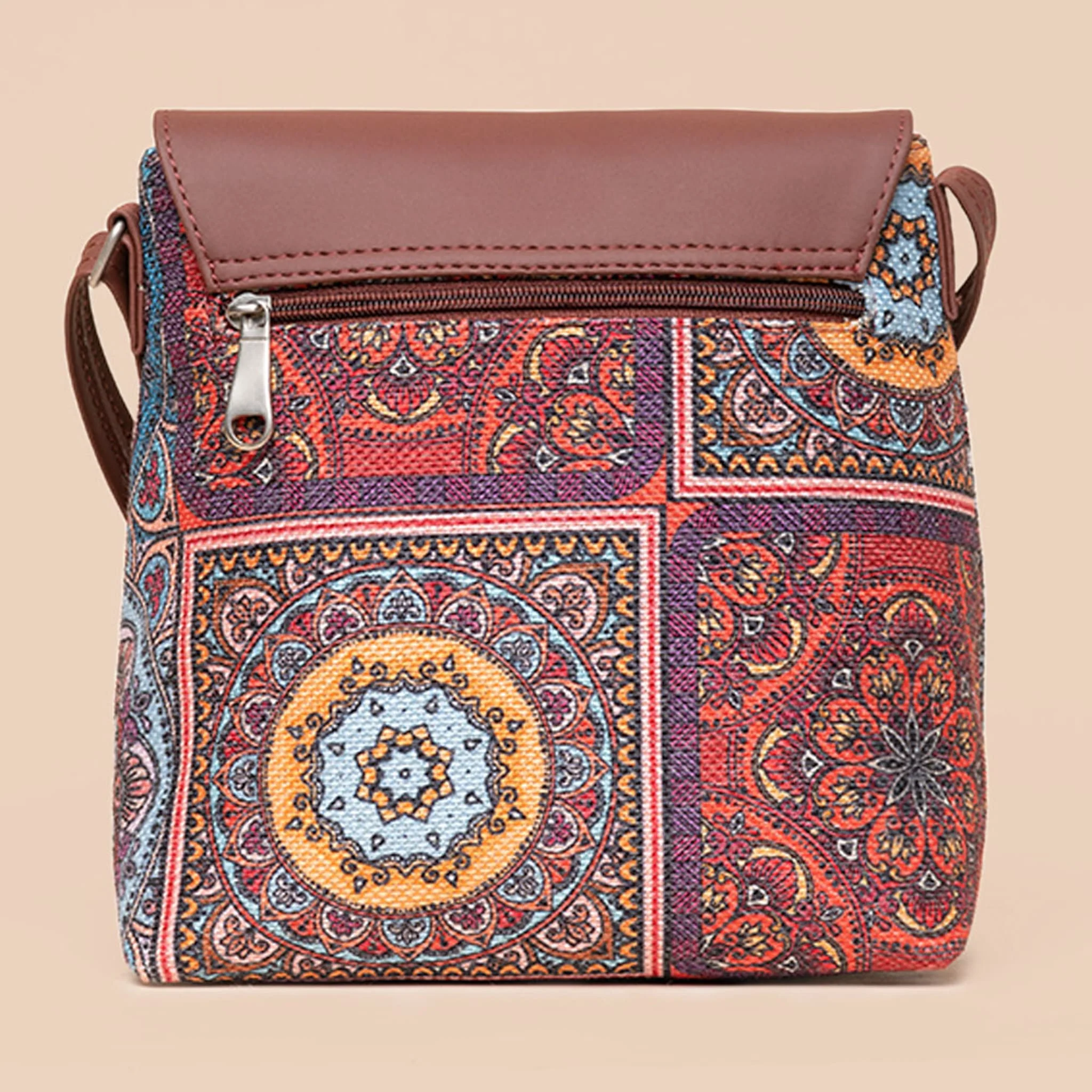 Multicolor Mandala Print Flap Sling Bag - Image 3