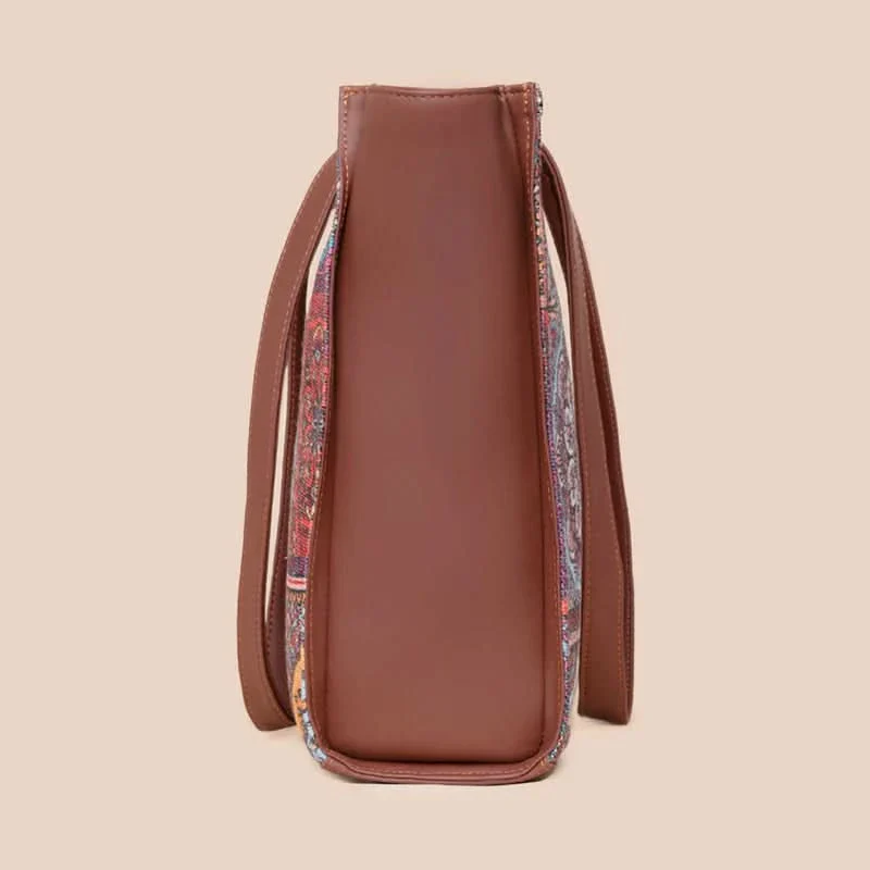 Multicolor Mandala Print & Gwalior Weaves - Office Tote Bag & Flap Sling Bag Combo - Image 5
