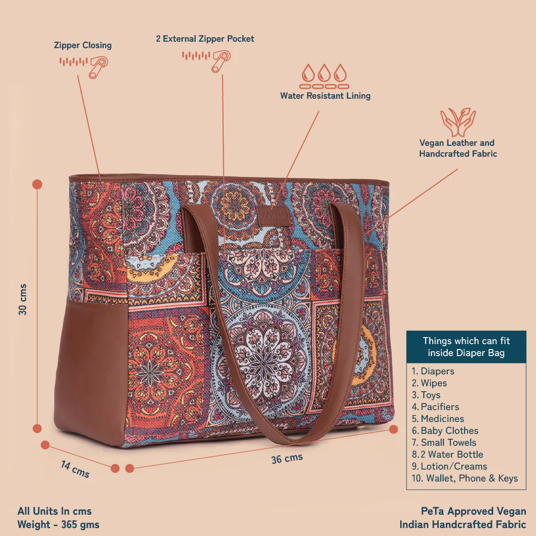 Multicolor Mandala Print Diaper Bag - Image 4