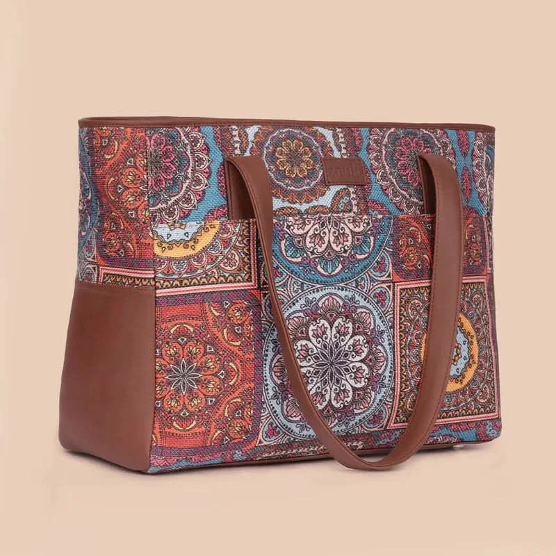 Multicolor Mandala Print - Mother's Bag & Flap Sling Bag Combo - Image 4