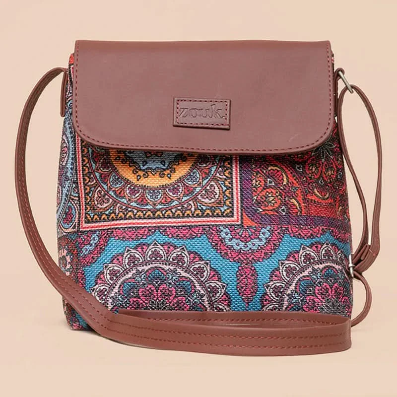 Multicolor Mandala Print - Mother's Bag & Flap Sling Bag Combo - Image 8