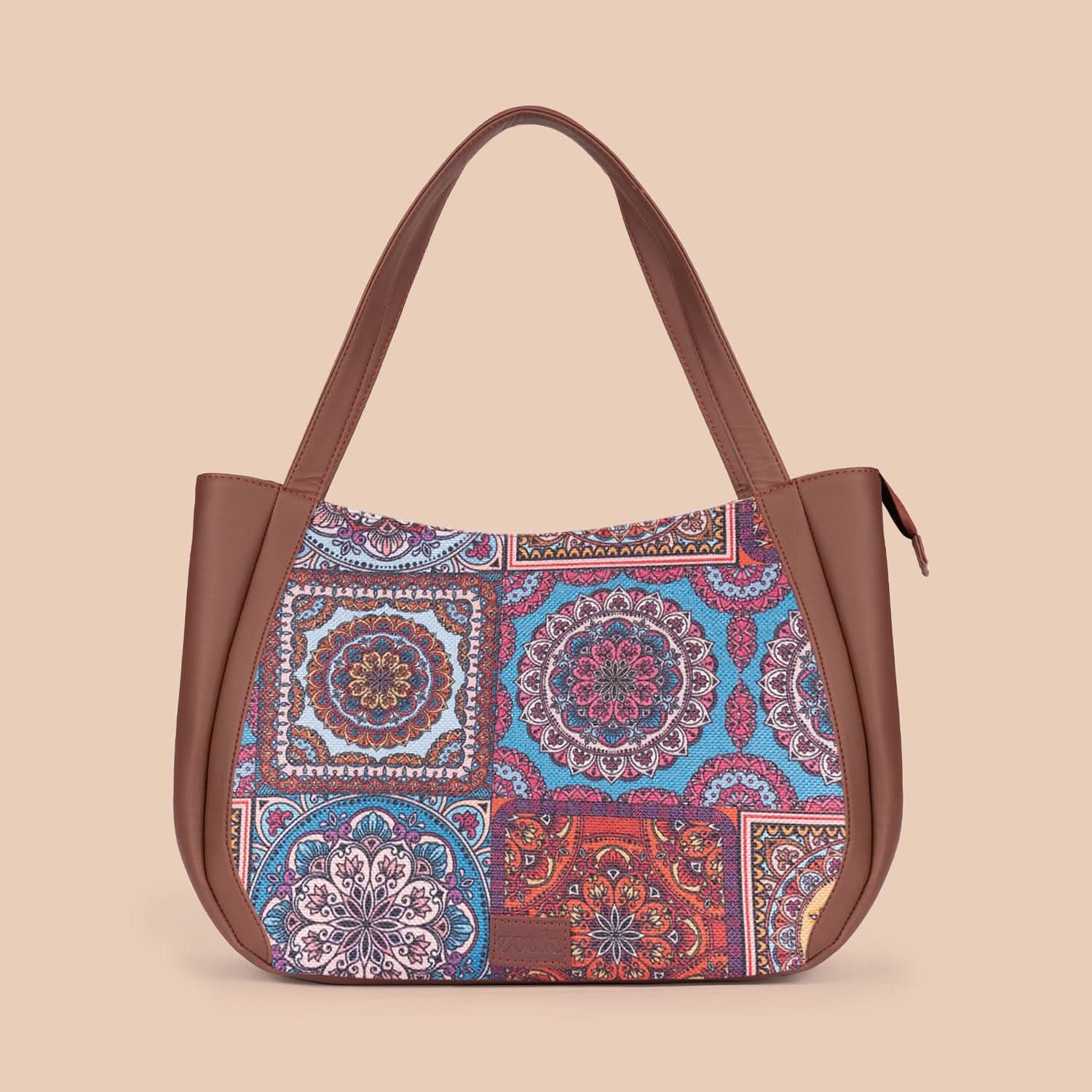 Multicolor Mandala Print & Mughal Art Multicolor - Luna Handbag & Chain Wallet Combo - Image 2