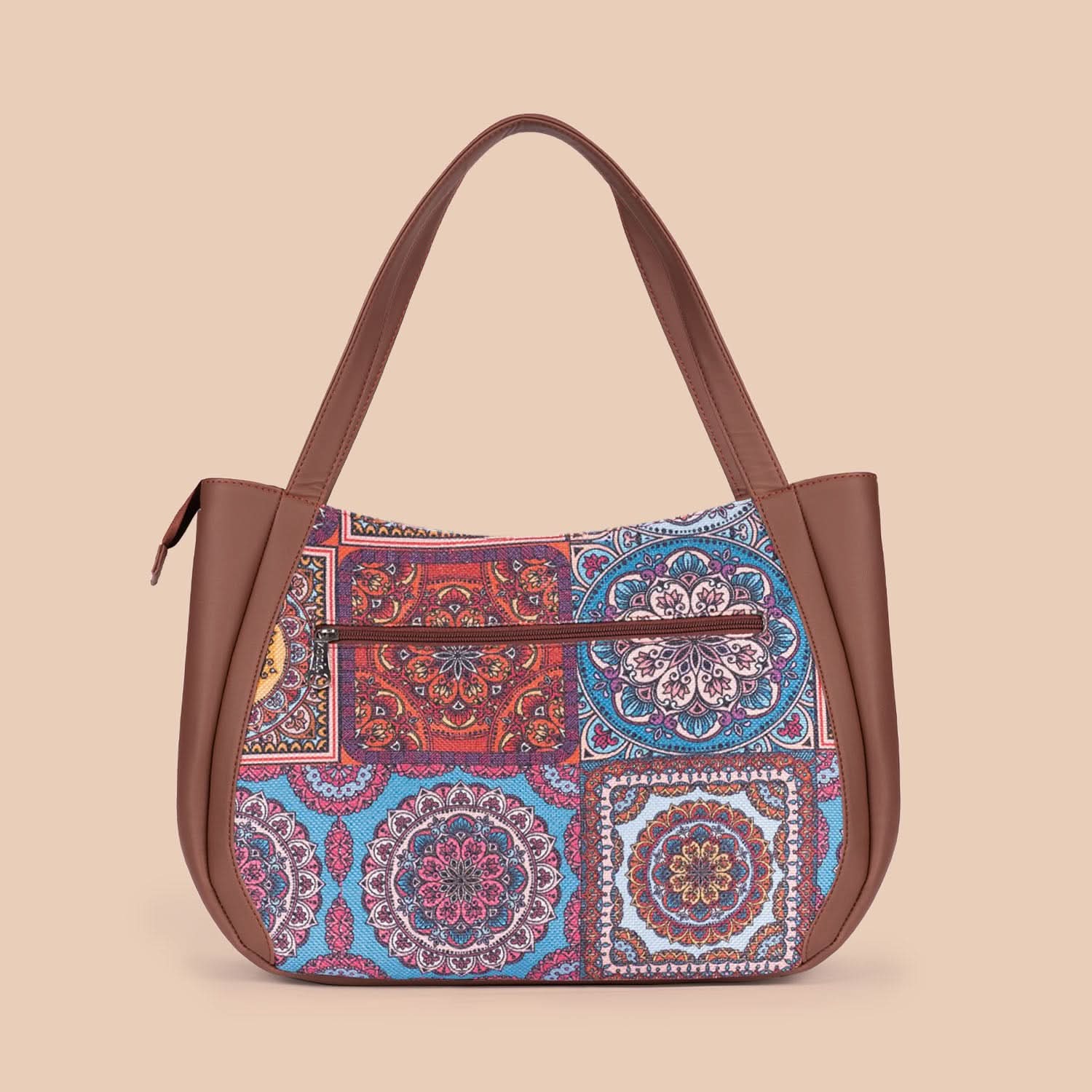 Multicolor Mandala Print & Mughal Art Multicolor - Luna Handbag & Chain Wallet Combo - Image 3