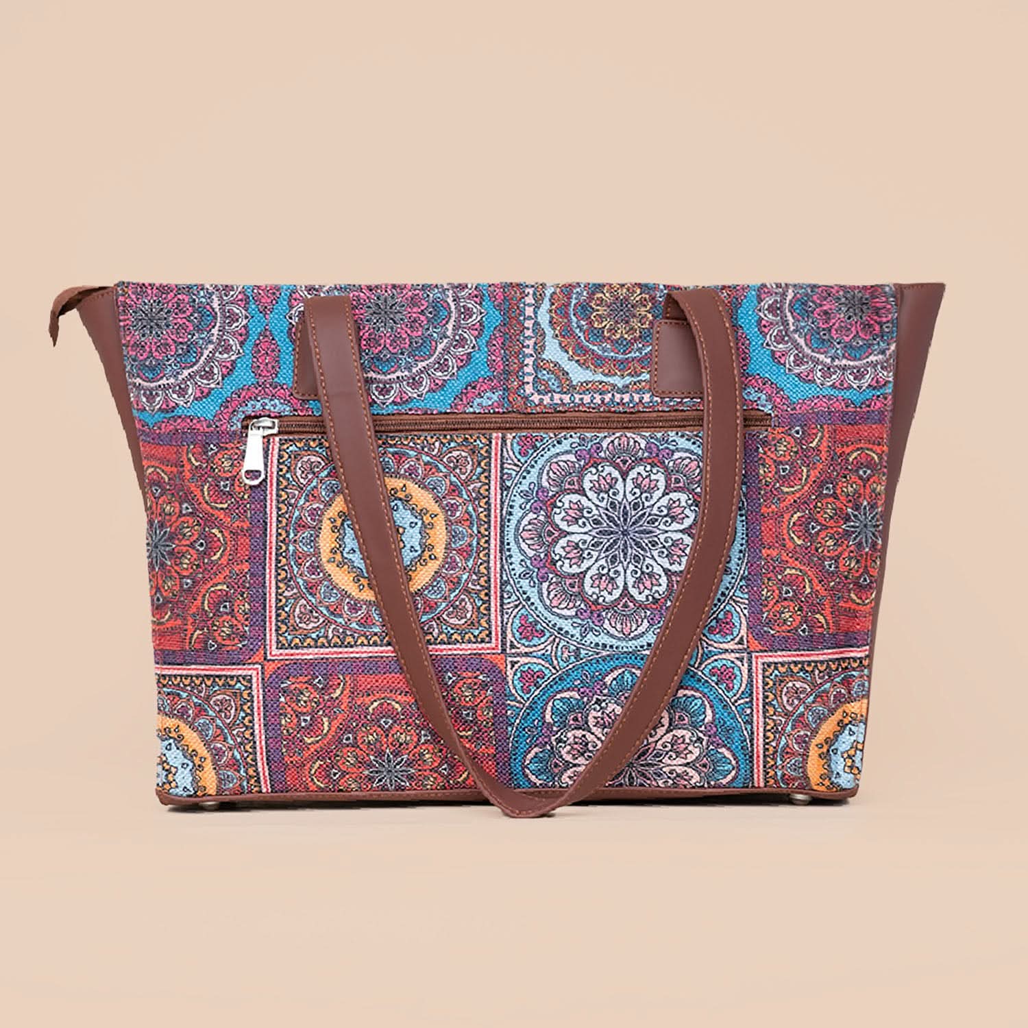 Multicolor Mandala Print - Office Tote Bag & Classic Zipper Wallet Combo - Image 3