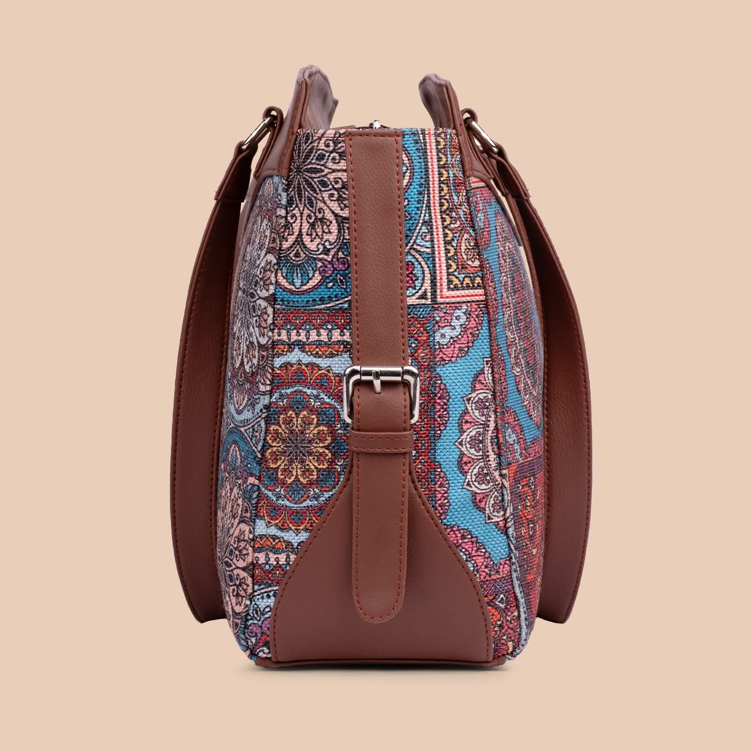 Multicolor Mandala Print Women's Work Bag Brown - Image 8