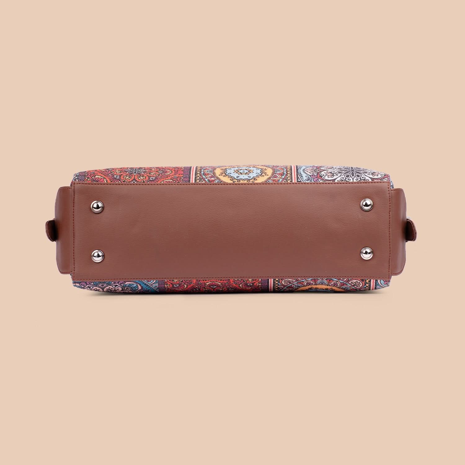 Multicolor Mandala Print Women's Work Bag Brown - Image 9