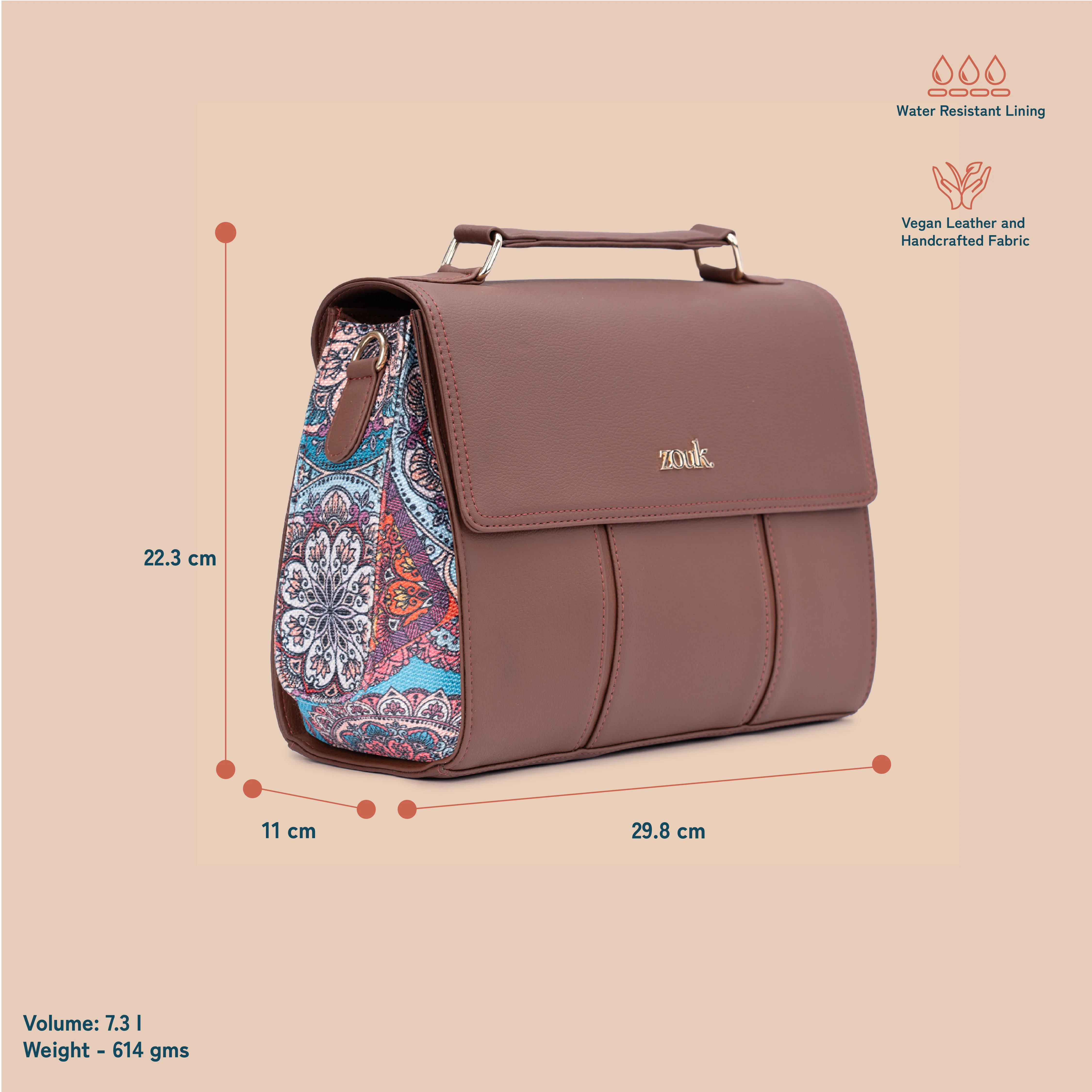 Rhea Kapoor Satchel Bag - Multicolor Mandala Print - Image 3