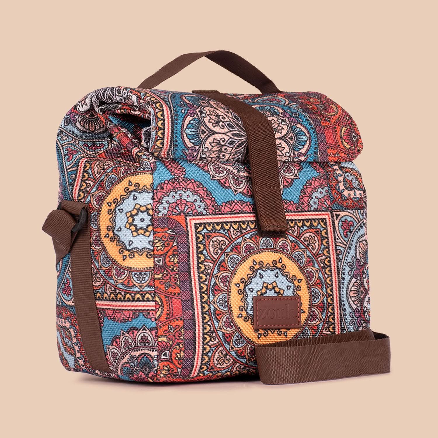Multicolor Mandala Print Roll Up Lunch Bag - Image 3