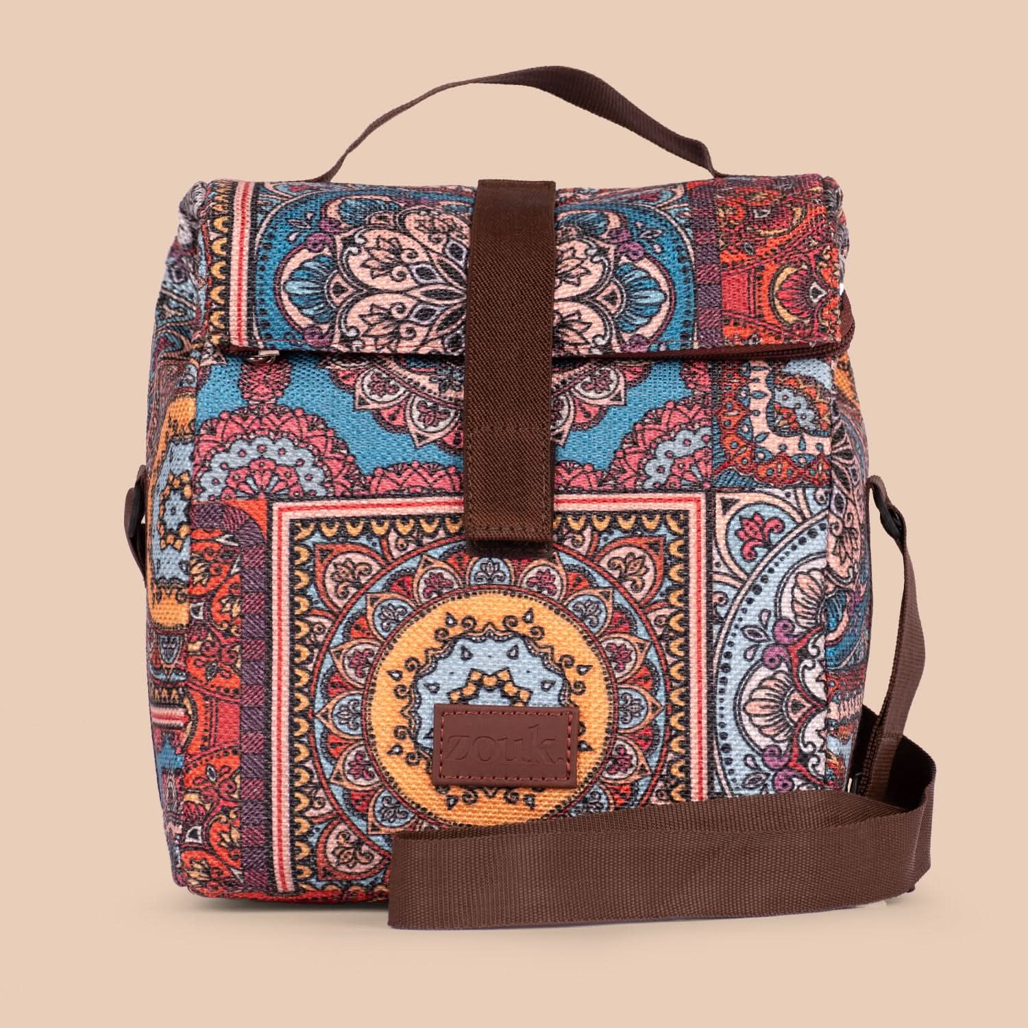 Multicolor Mandala Print Roll Up Lunch Bag - Image 8