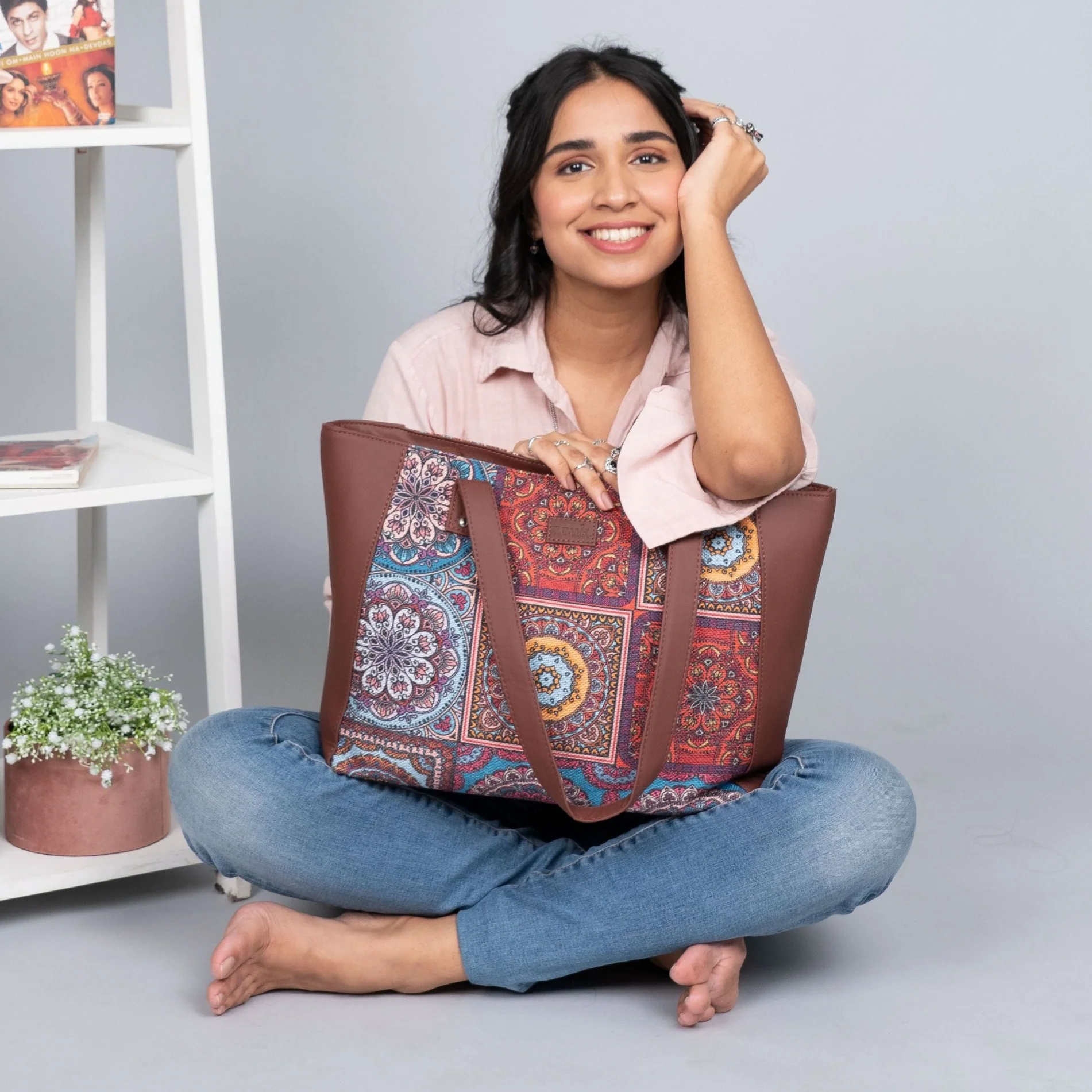 Multicolor Mandala Print Side Tote Bag - Image 2