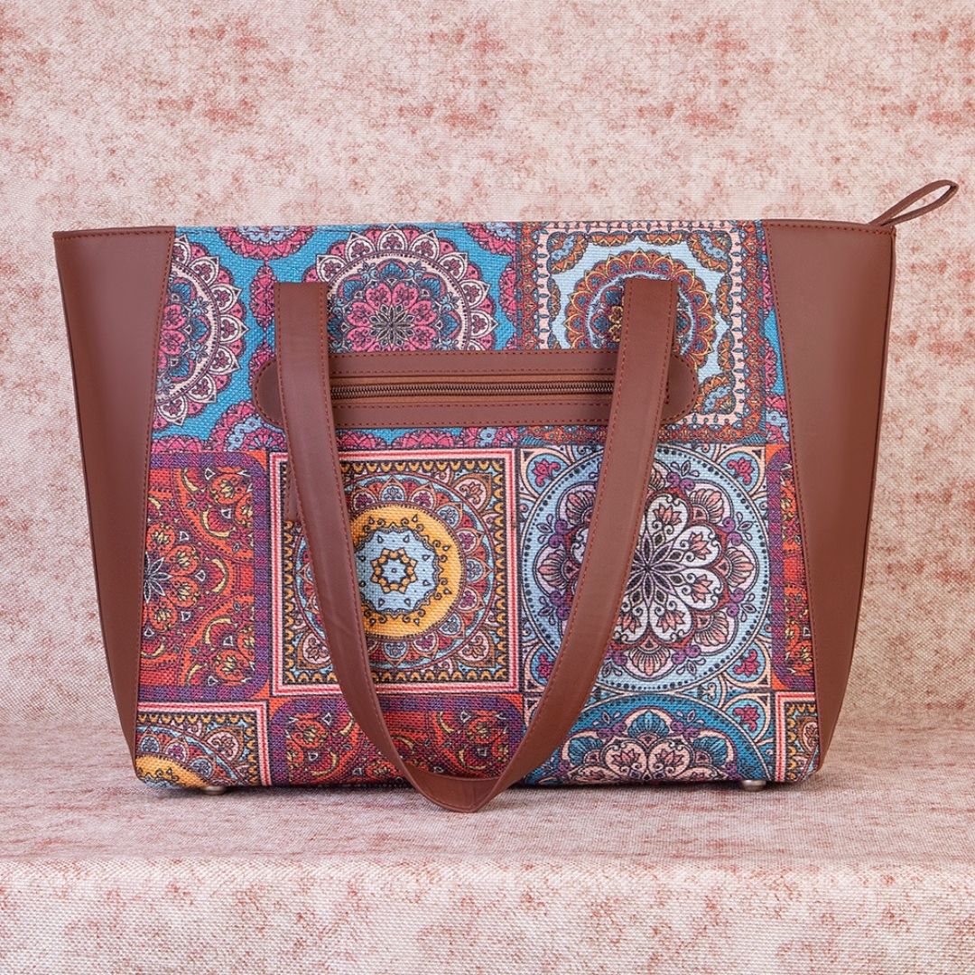 Multicolor Mandala Print Side Tote Bag - Image 3