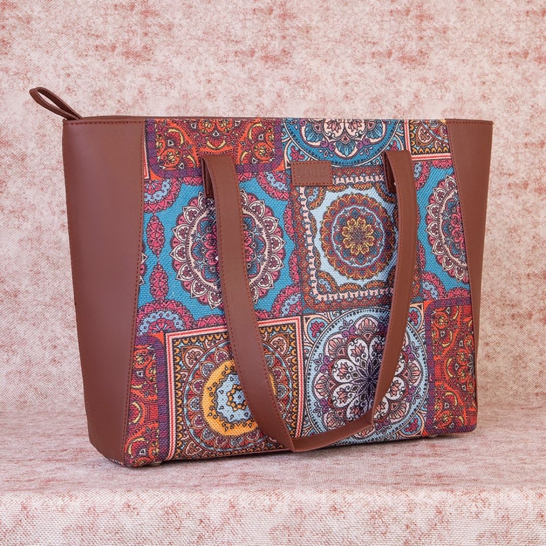 Multicolor Mandala Print Side Tote Bag - Image 4